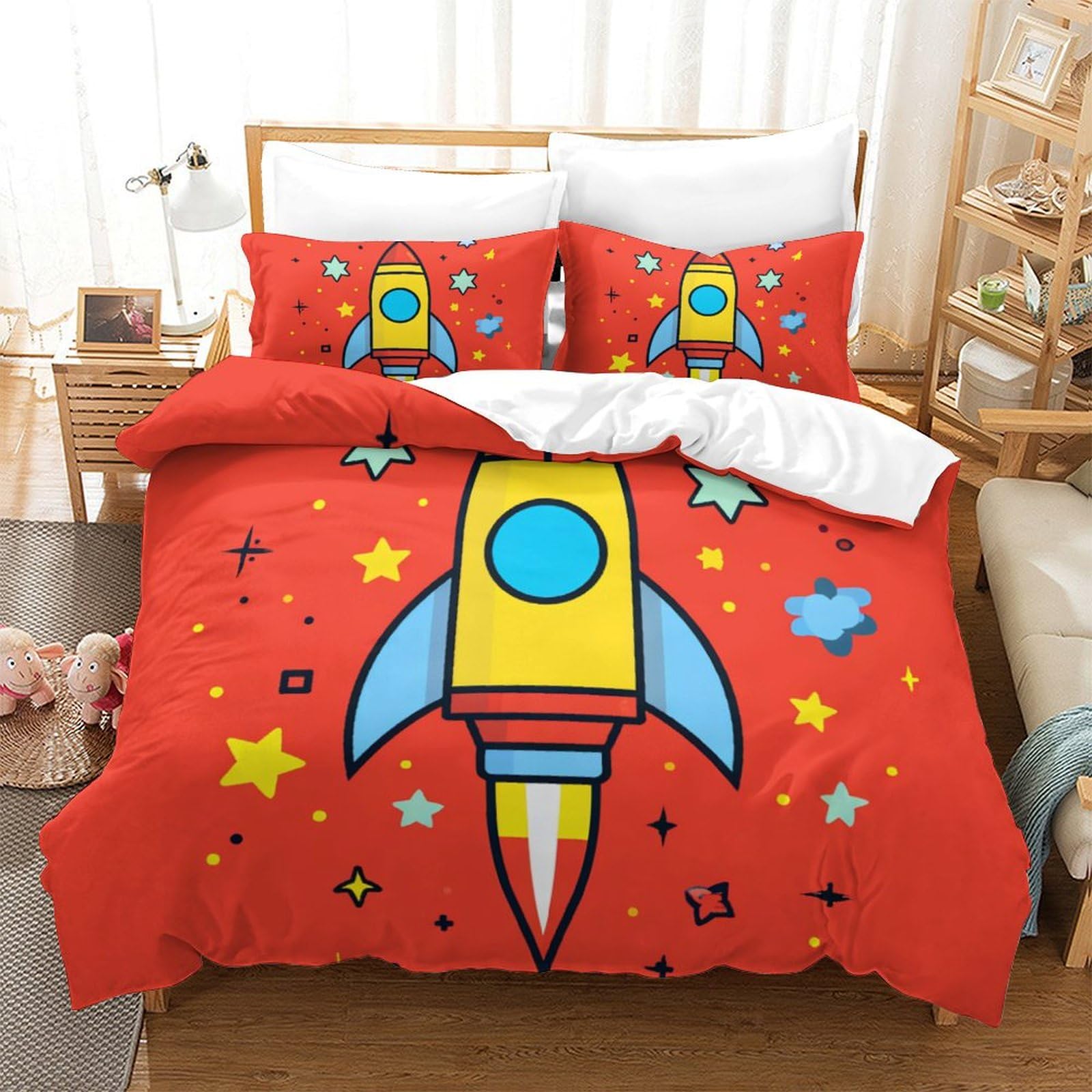 Housse de couette fusée 3D Super King pour transformer la chambre d'enfant en espace