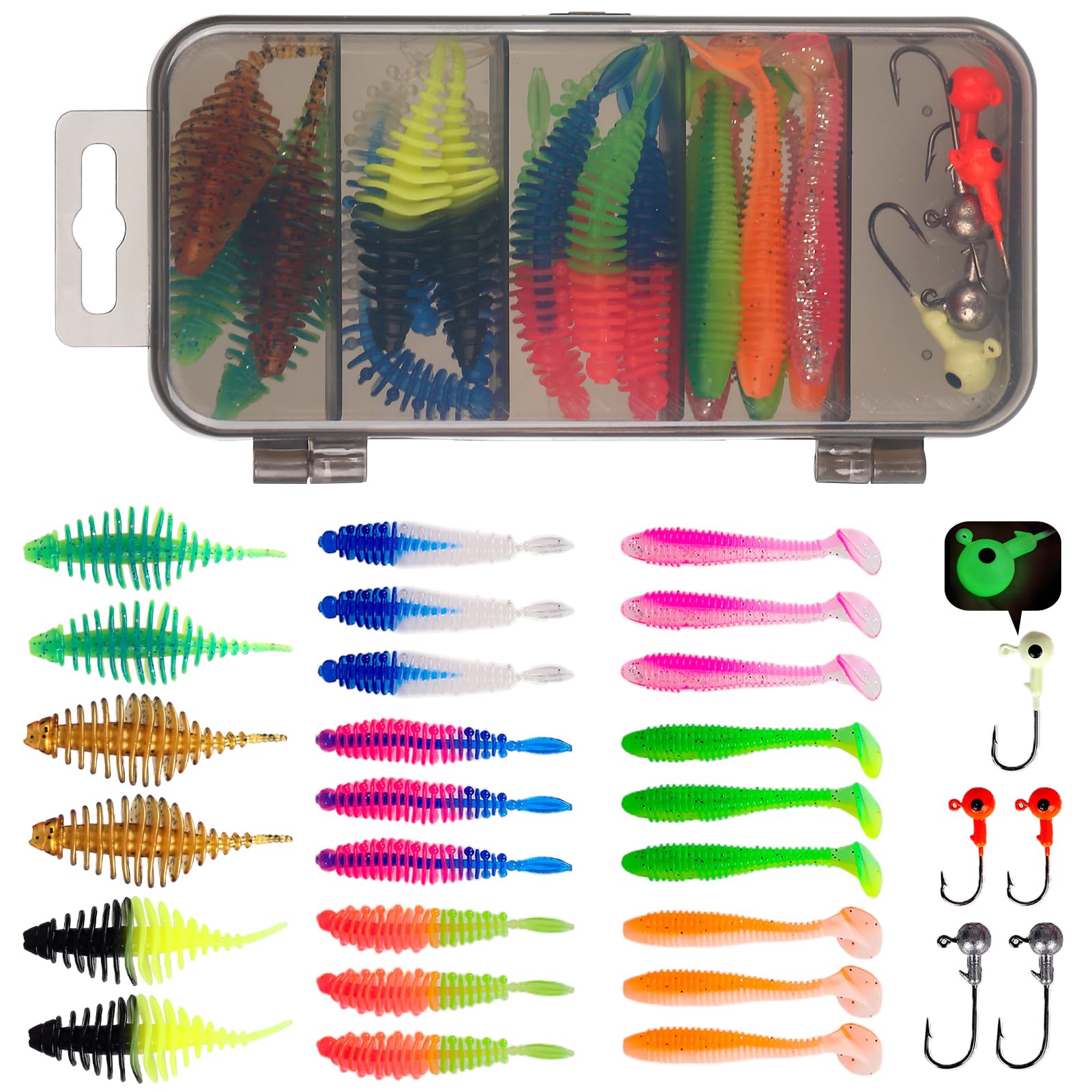 amazon rubber trout lures Bait Fish Fishing Lure: 65 Pieces Rubber Bait Fishing Set for Trout Pike Perch Zander Trout Bait Rubber Fish Artificial Bait Fishing Freedom Baitz Ring of The realistic colour patterns Dart Size:3/0 hook - 8 pack