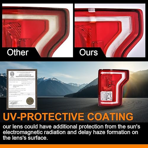 Miniatura 4 de G-PLUS Faro trasero compatible con Ford F150 2015 2016 2017, luces traseras del lado del pasajero derecho luces de freno con bombilla rojo