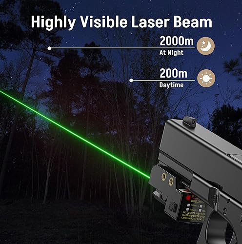 Miniatura 10 de EZshoot Vista láser, magnética recargable rojo verde vista láser para pistola, láser compacto de bajo perfil con interruptor ambidiestro de