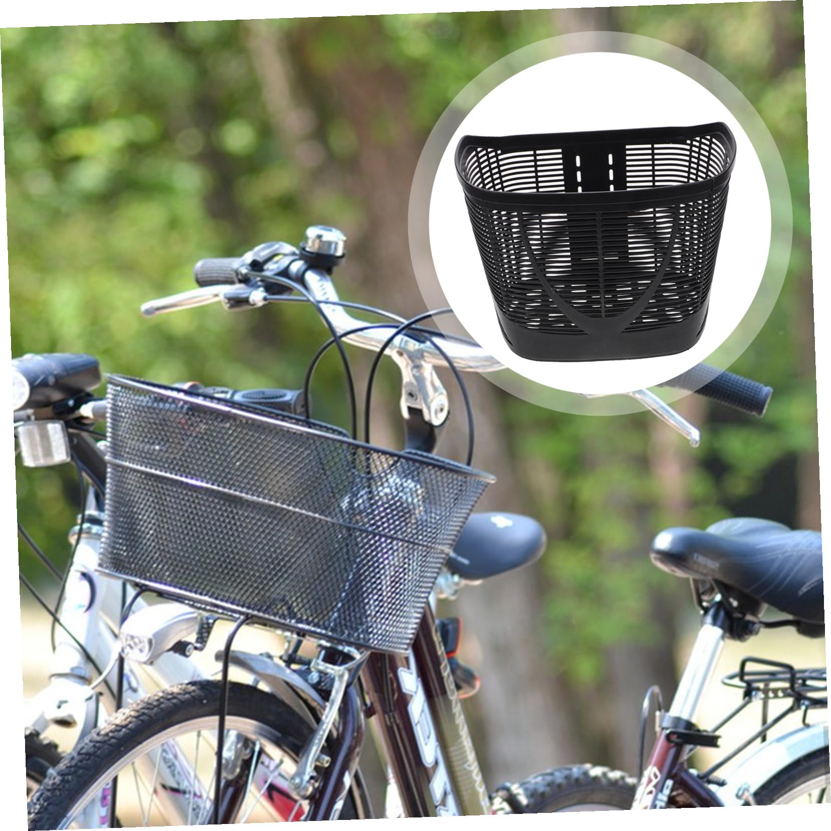 Cesta Fácil Instalación Gran Capacidad y Diseño Espacioso de Plástico Negro para Bicicleta para Bicicletas Urbanas y Eléctricas en Oficina y Desplazamientos