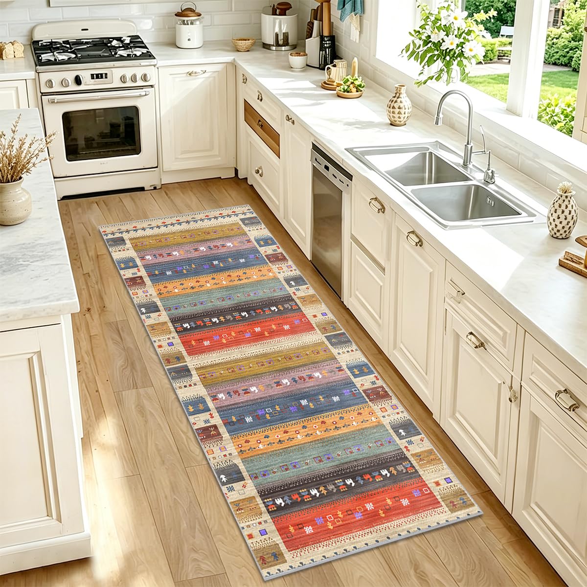Tapis de couloir long 100x500 cm coloré et lavable