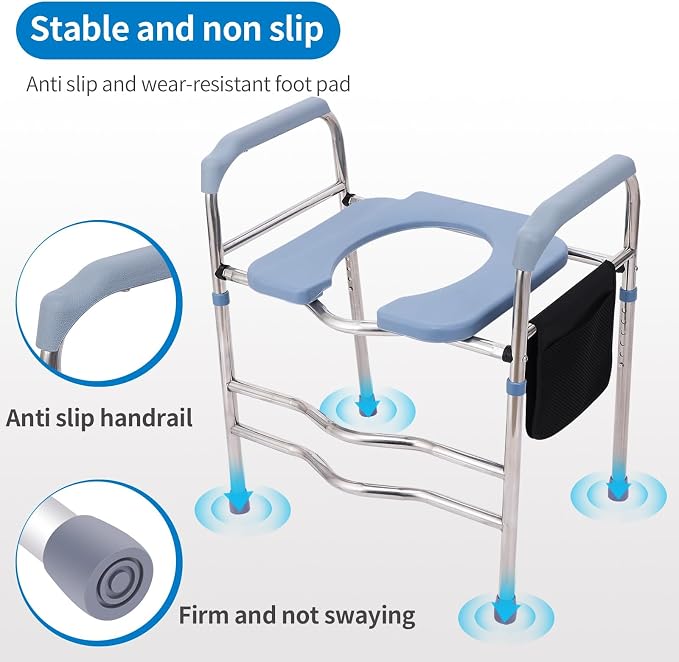 Asiento elevador para inodoro con agarraderas, asientos elevadores para adultos mayores y personas con discapacidad, diseño alargado y amplio, para embarazadas, compatible con cualquier inodoro miniatura 7