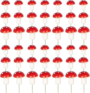 30 PCS Mushroom Cake Decorations Red Mini Mushrooms Cupcake Toppers Mushrooms Cupcake Picks Mushroom Birthday Decorations for Baby Shower Birthday Party Micro Landscape Decor Supplies