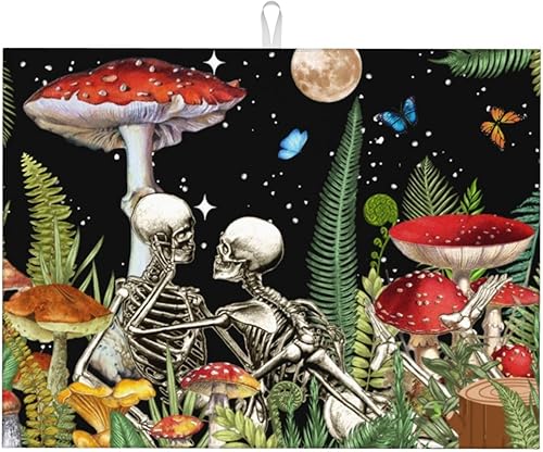 Vista 178 de Tapete de secado de platos de limón de 18 x 24 pulgadas para encimera de cocina, almohadilla absorbente de microfibra para escurrir platos, tapetes