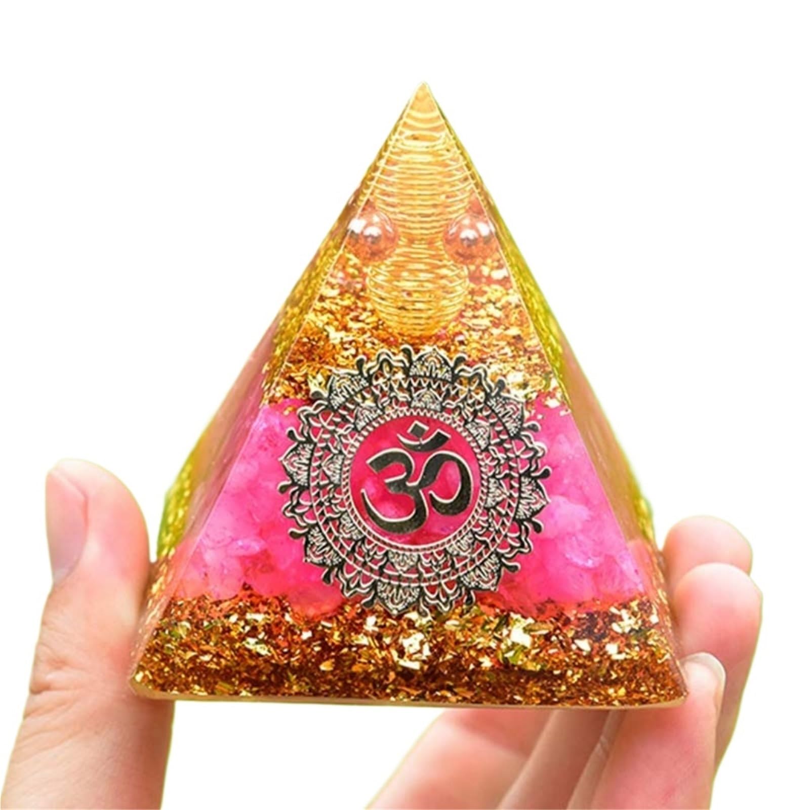 1pc Ornament Buddha Statue - Crystal Pyramid with Rose Quartz for Meditation
