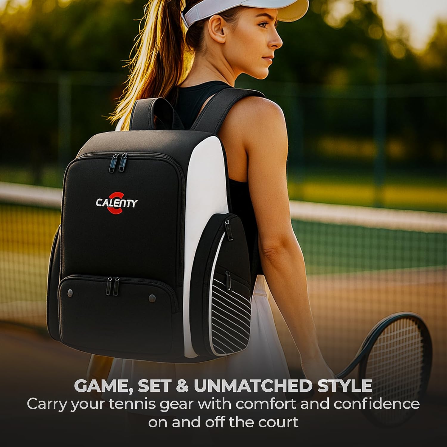 Pickleball Bag Backpack – Large Pickleball Backpack Fits 2+ Paddles with Shoe Compartment, Fence Hook, Secure Ball Storage & 2 Keychains, Premium Pickleball Bag for Men and Women