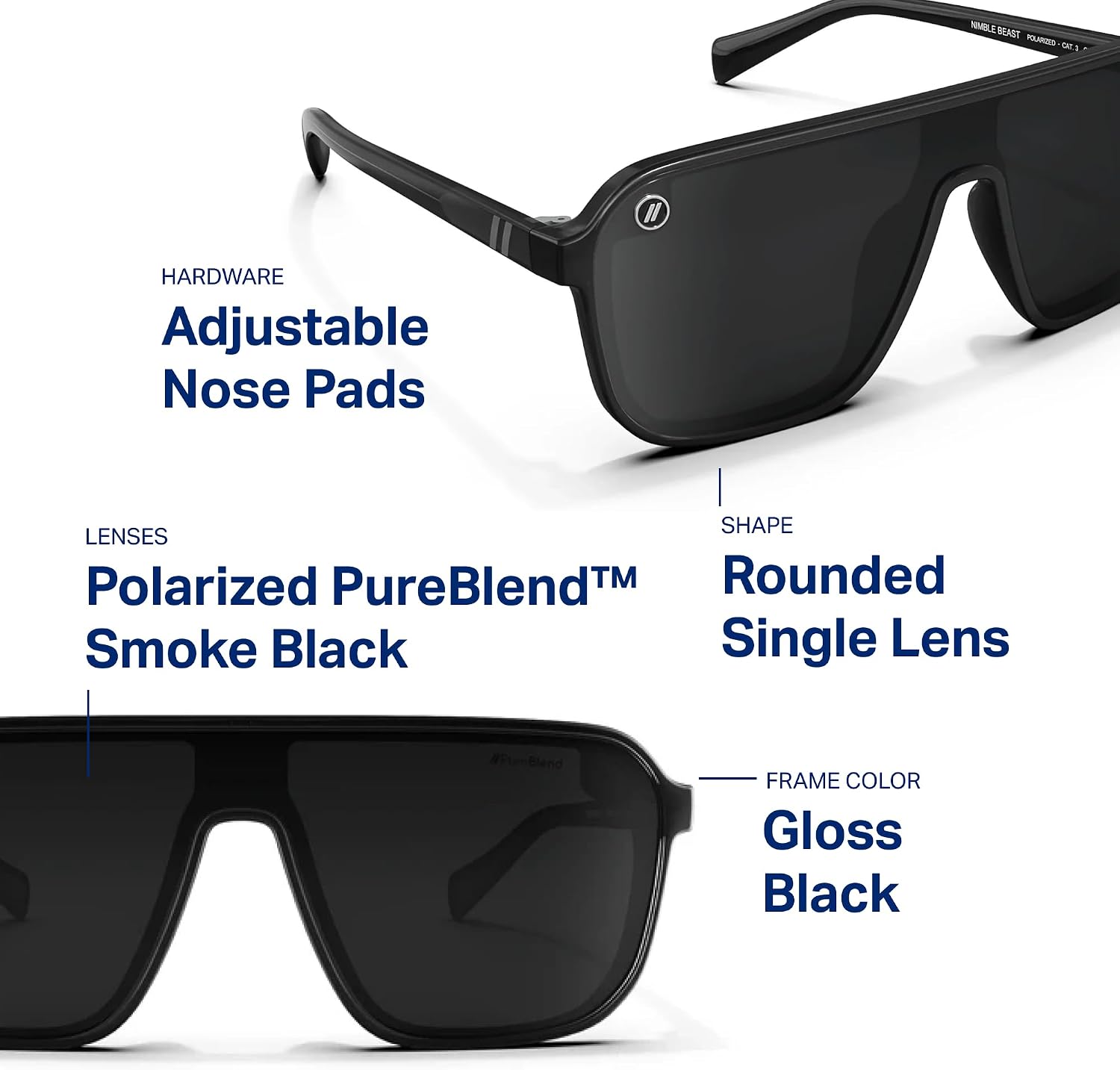 Blenders Eyewear Meister X2 – Polarized Sunglasses – Single Lens, Adjustable Temples – 100% UV Protection – For Men & Women