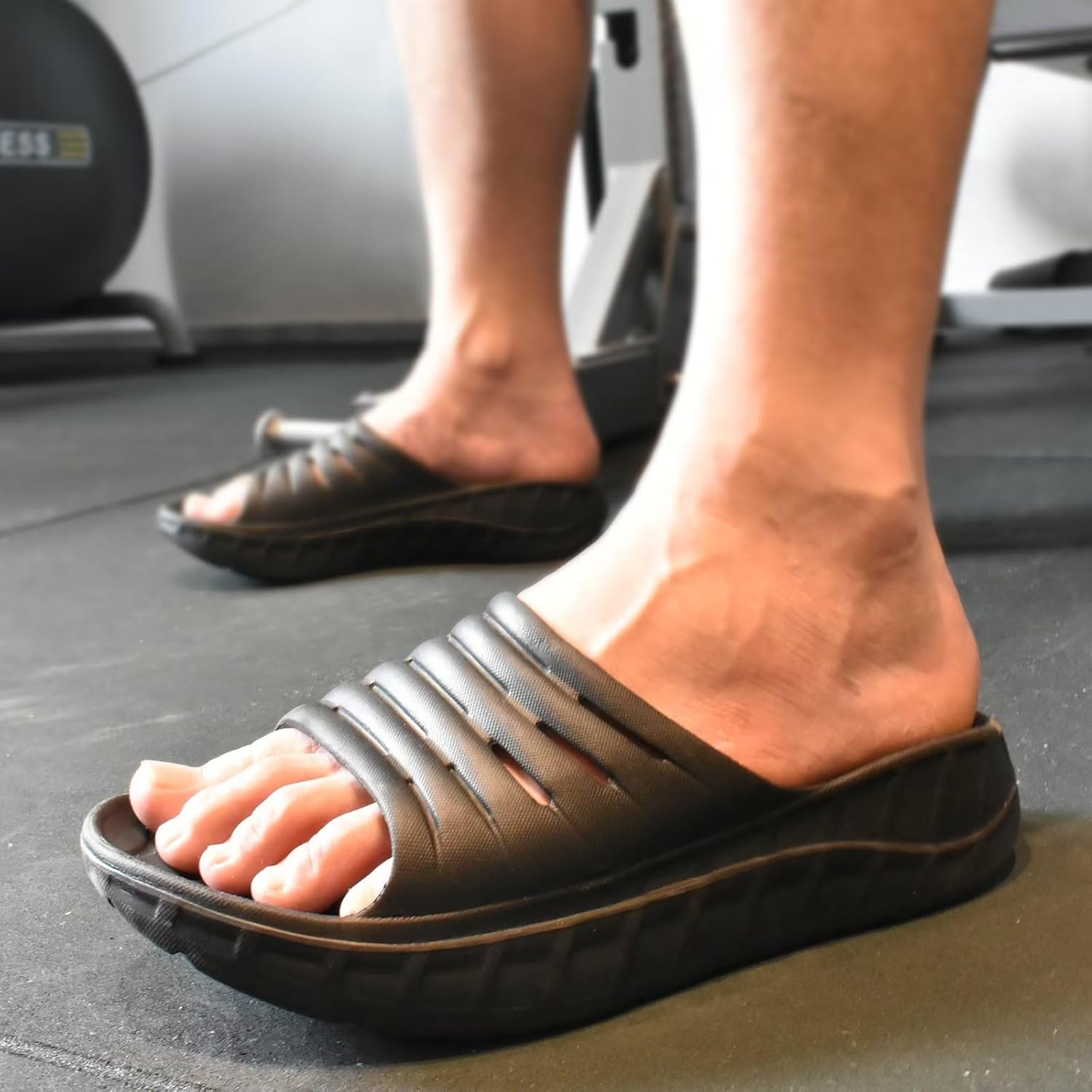 GPOS Mens Sport Recovery Sandals Plantar Fasciitis Thick Cushion Slides Sandals Lightweight Comfort Orthotic Slippers - Image 2