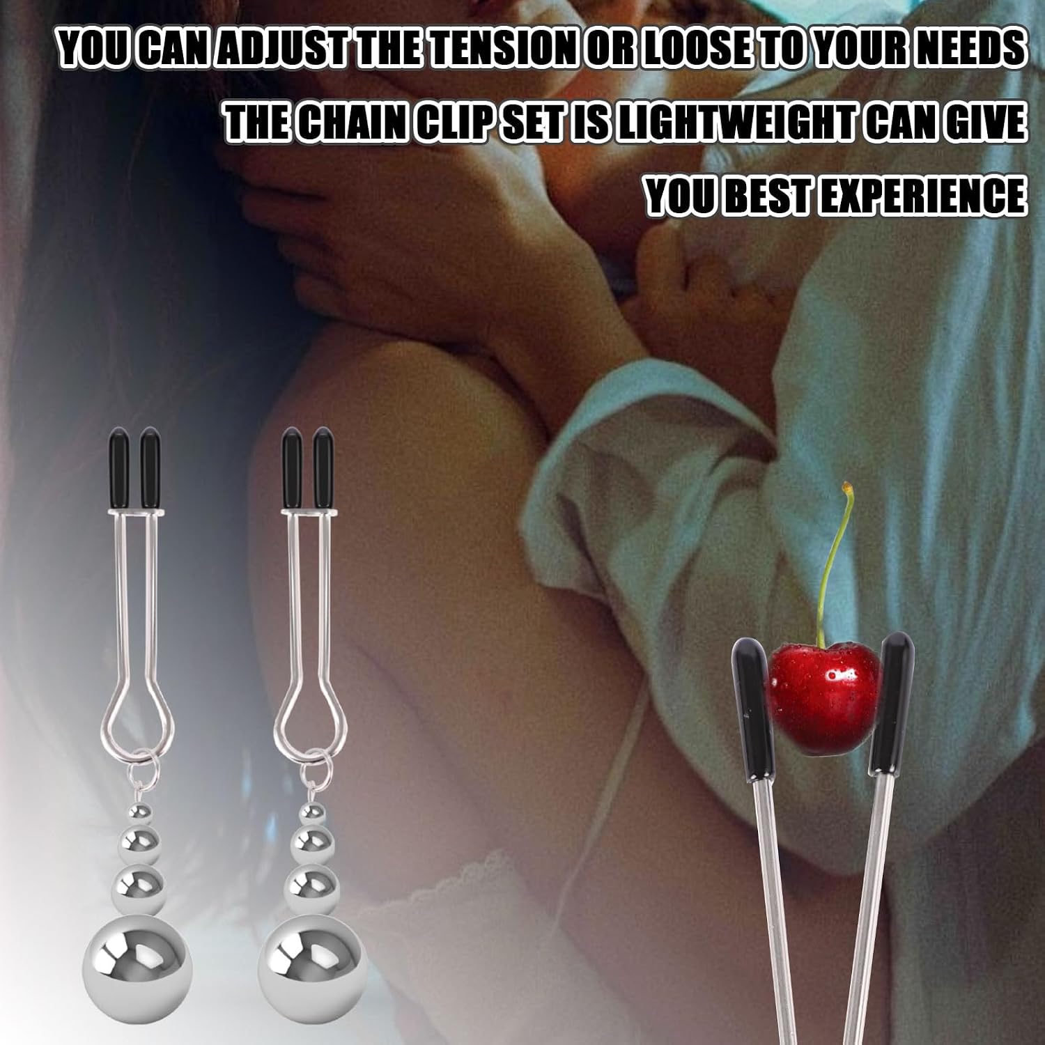 Nipple Clamps-Adjustable Nipple Clamps Non-Piercing Adjustable Metal Nipple Toys, Nipple Clips & Adult Sex Toys with Gourd Pendant Decoration for Couples Gifts