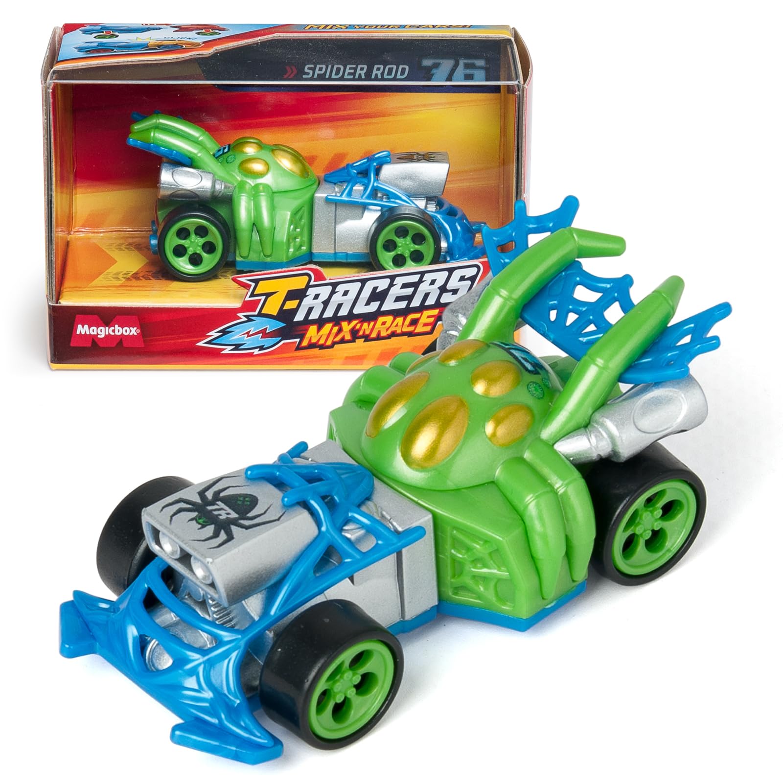 T-RACERS Mix ´N Race - Collezione di 12 auto da collezione. Ogni auto rimovibile in due parti e con parti intercambiabili. Collezione 1/4
