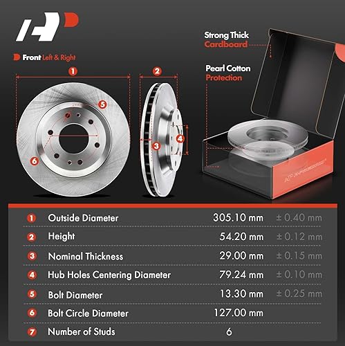 Miniatura 2 de A-Premium Rotores de freno de disco ventilados delanteros de 12.01 pulgadas (12.008 in) + kit de pastillas de cerámica compatible con modelos