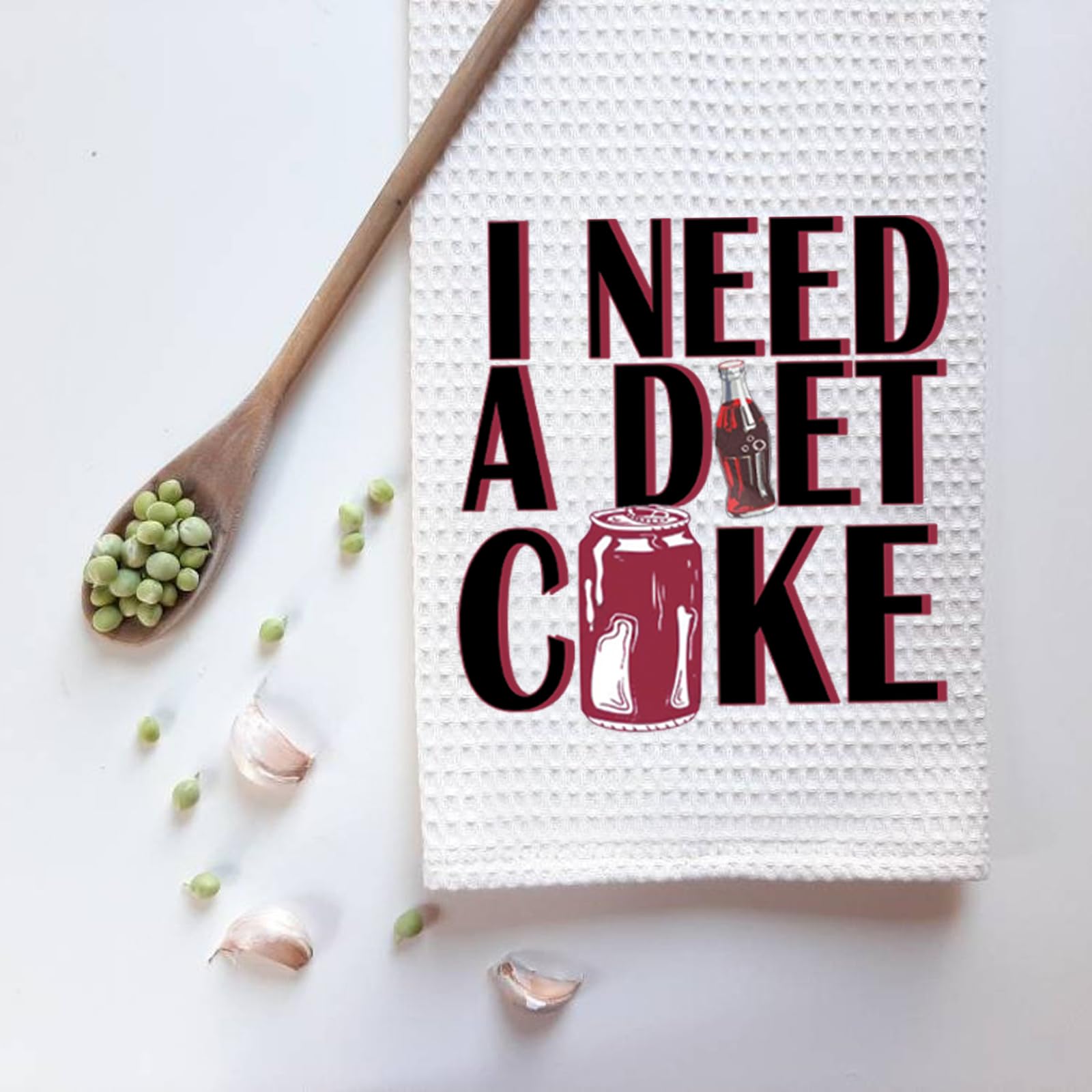ZJXHPO Diet Drinks Kitchen Towel - Waffle Weave, Polyester/Polyamide Blend, 16"x24", Need Diet Towel