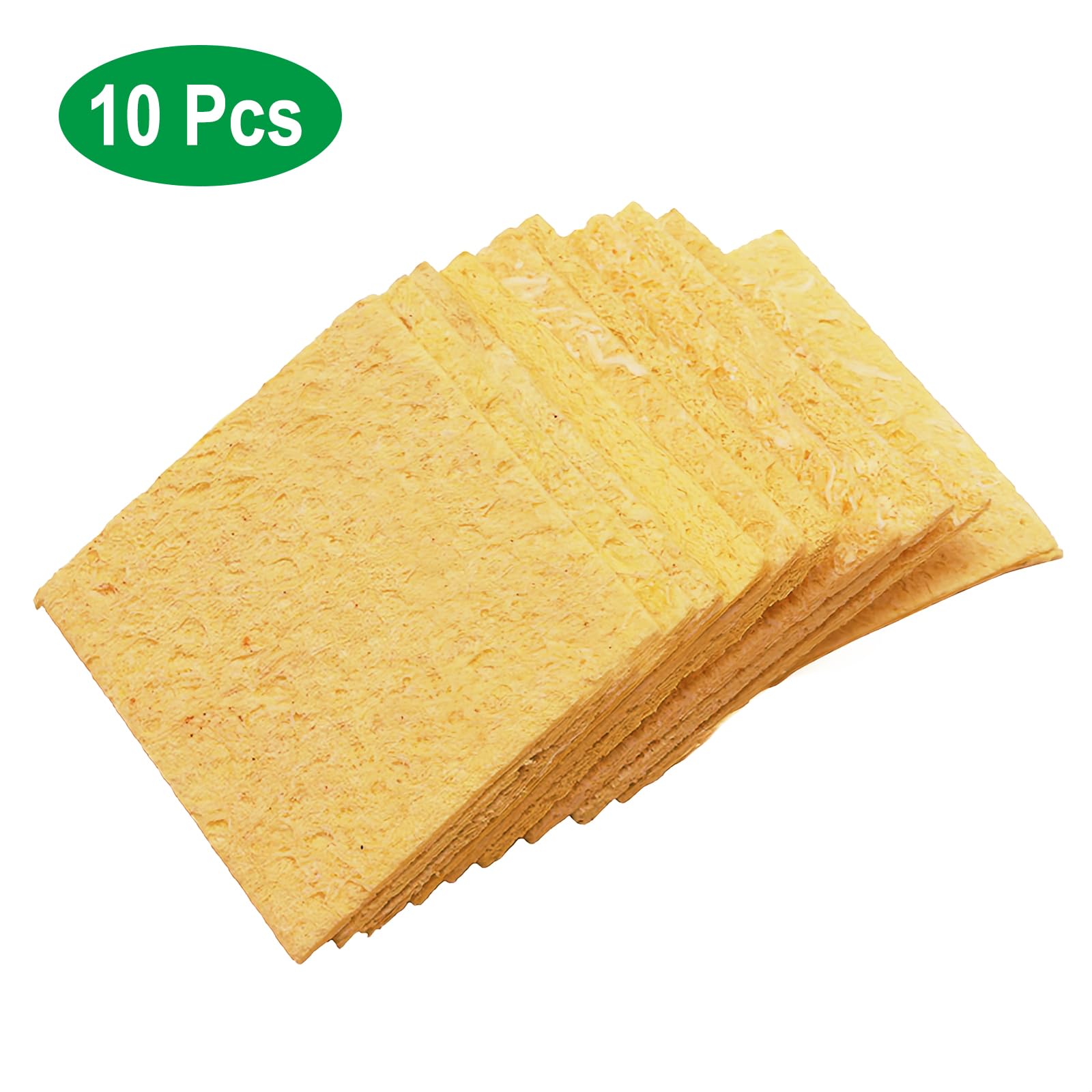 Spugna per Pulizia Saldatore 10 Pcs - Spugnetta per Punte di Ferro da Saldatura - Ricambio per Stazioni di Saldatura - Strumento di Pulizia per Pastiglie e Punte (61x61x2.7 mm)