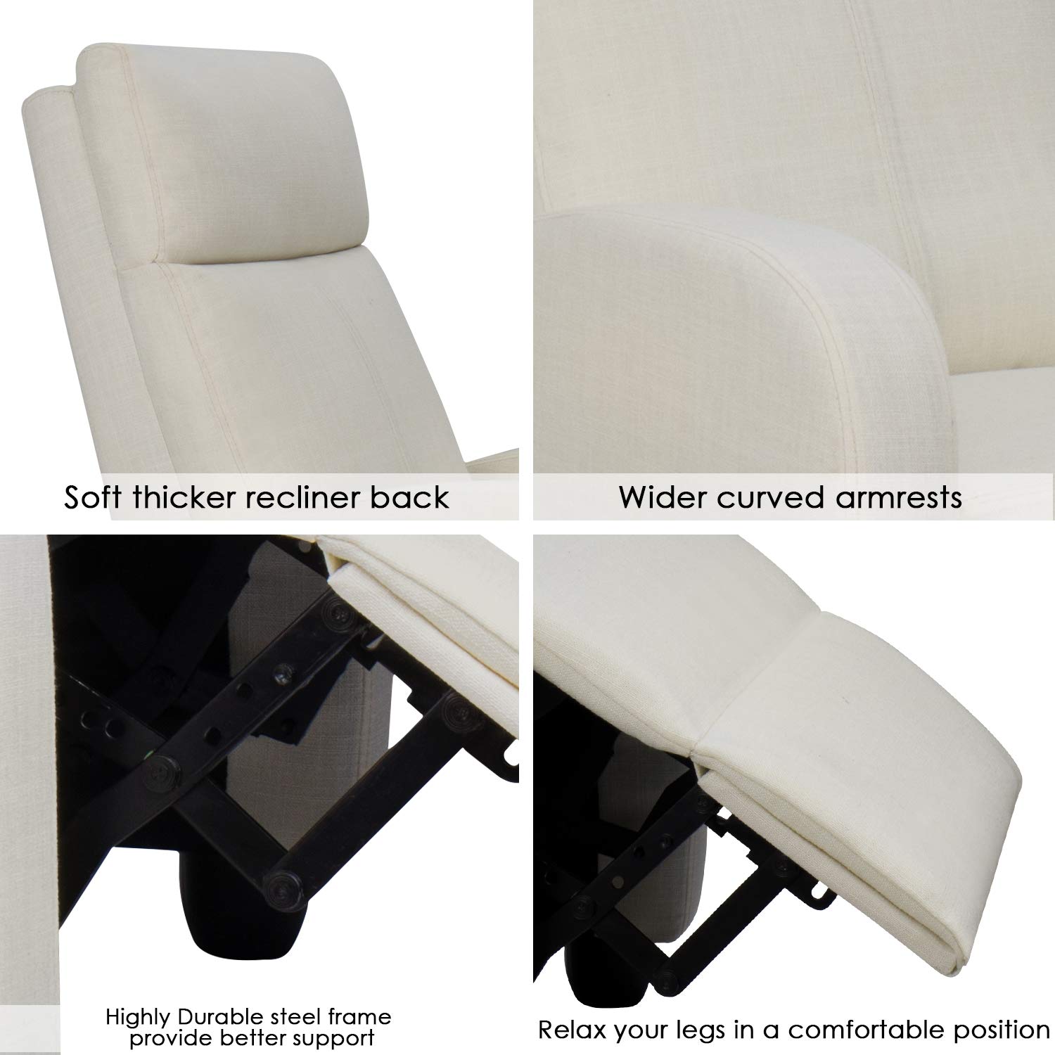 Buy JUMMICO Recliner Chair Adjustable Home Theater Single Fabric Recliner Sofa Furniture with