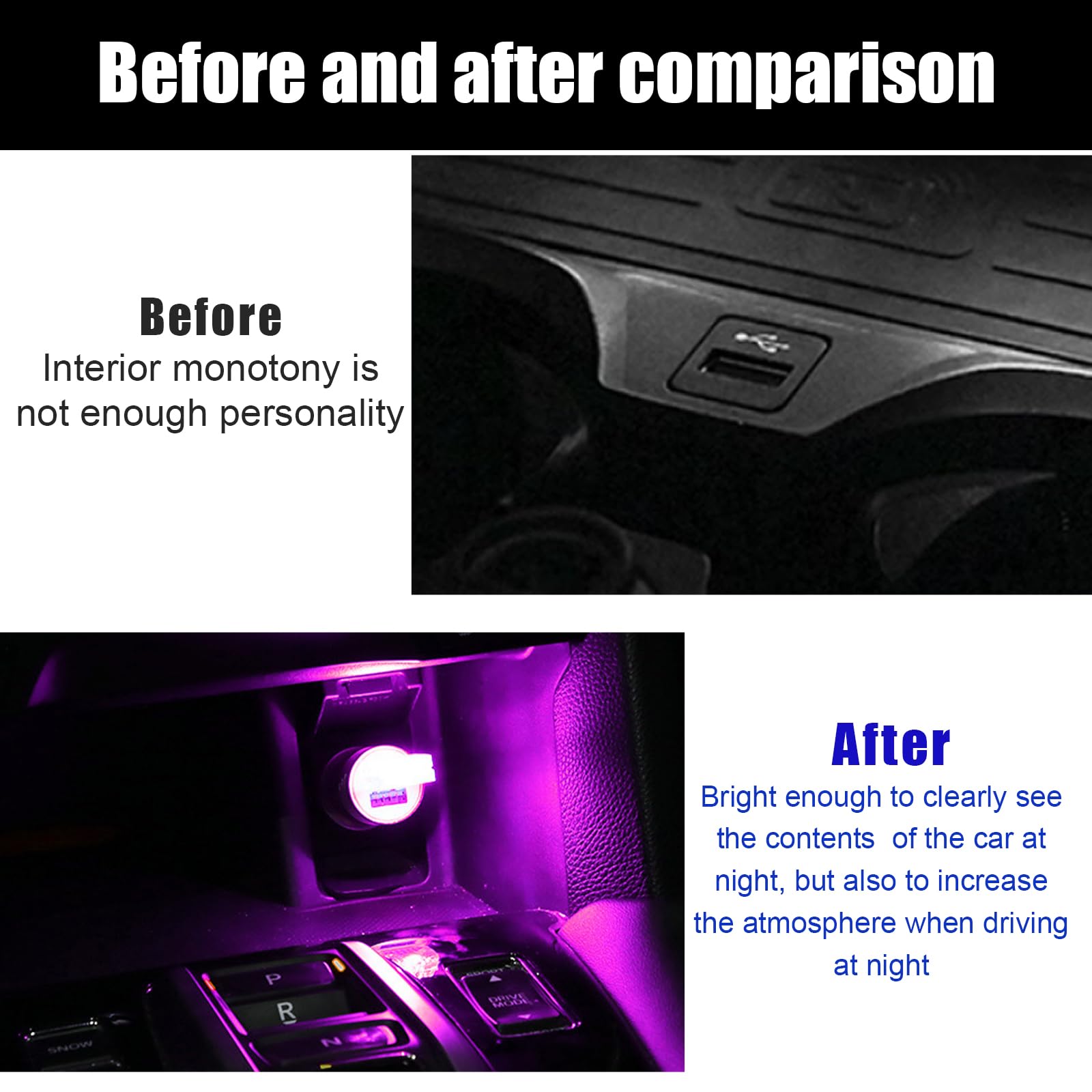2 PCS USB LED Car Interior Atmosphere Lamp Portable Mini LED Night Light Plug-in USB Interface Trunk Ambient — view 5