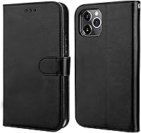 Vista 2 de Bocasal Funda tipo cartera compatible con iPhone 12 e iPhone 12 Pro con soporte para tarjetas de cuero PU magnética desmontable con soporte plegable
