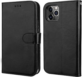 Bocasal Compatible with iPhone 12 & iPhone 12 Pro Wallet Case with Card Holder PU Leather Kickstand Shockproof Protective Wrist Strap Flip Cover 6.1" Black