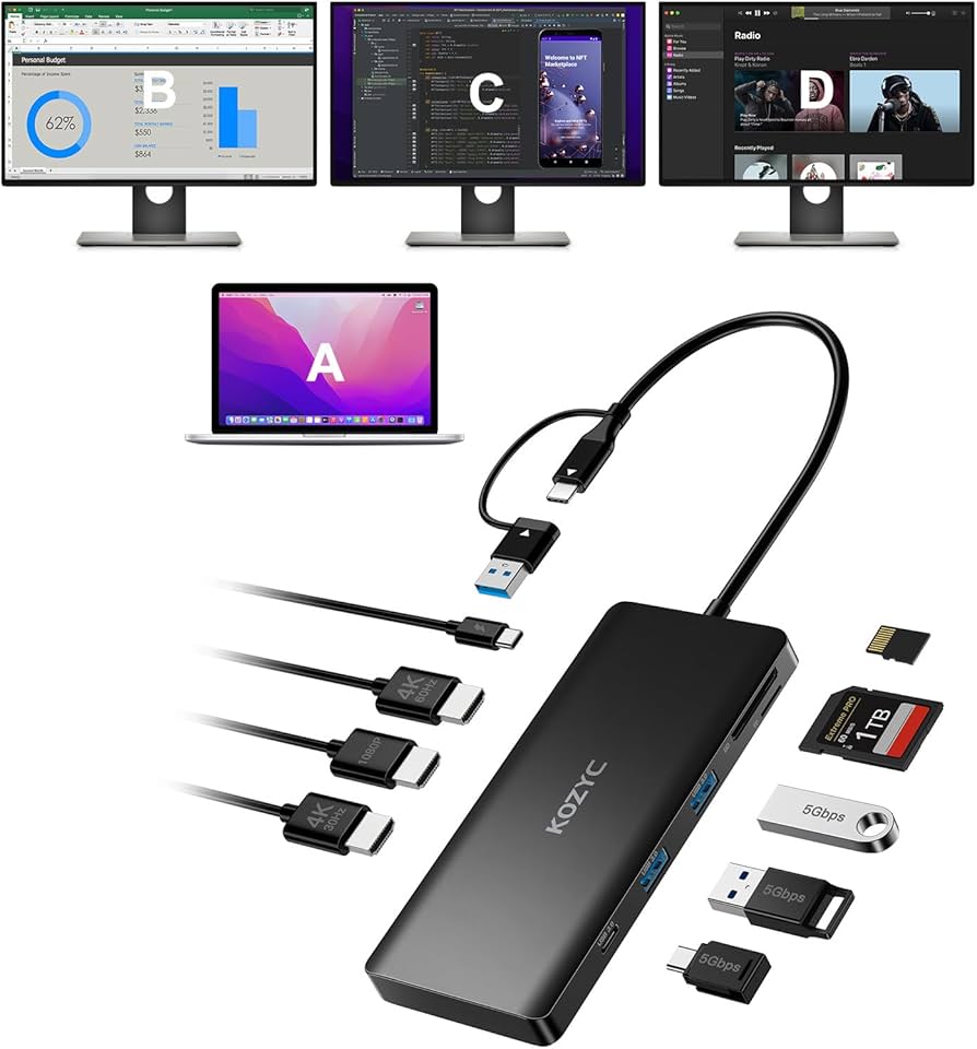 3台のモニターセット 楽天市場】いきなり3画面マルチモニタセット USB-C1本で接続完了