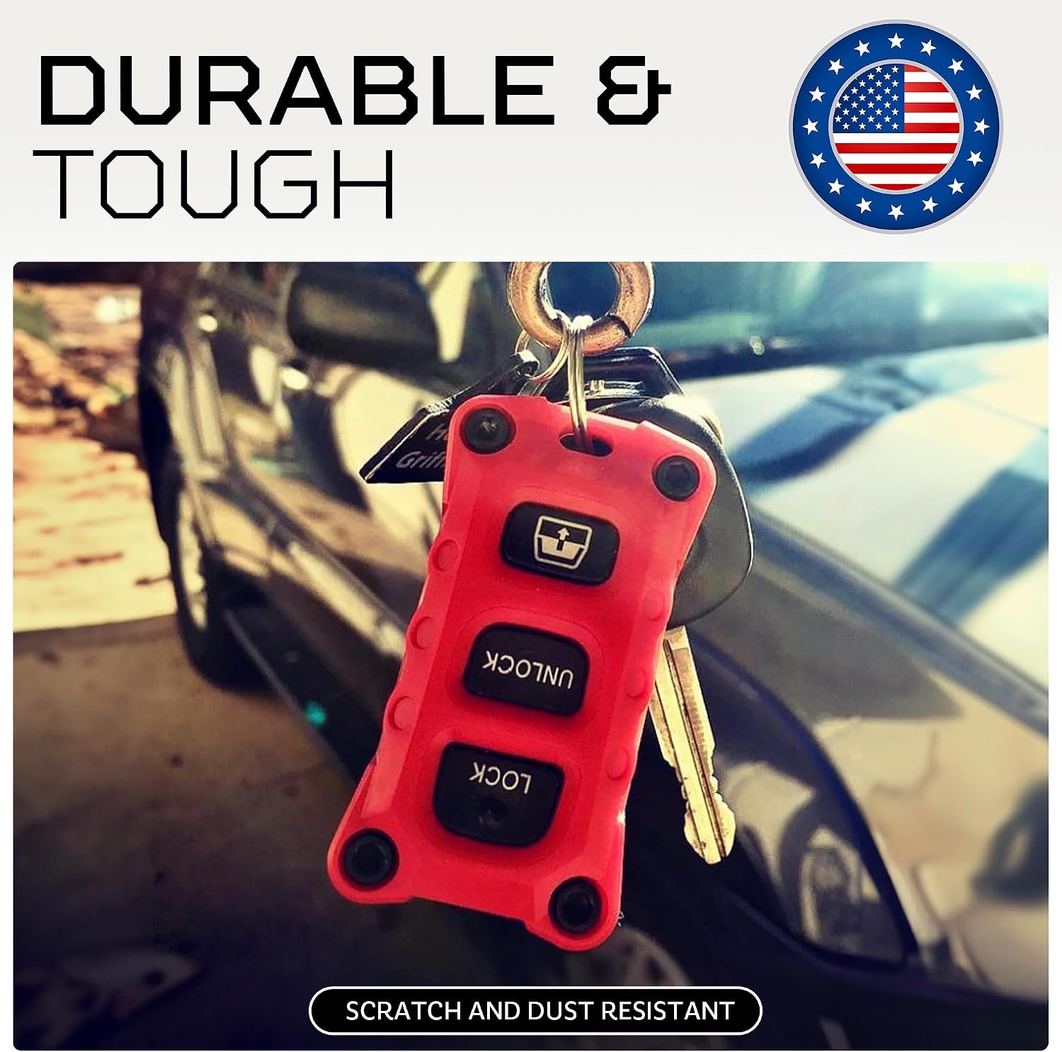 AJT DESIGN Replacement Key Fob Case Compatible with 3rd and 4th Gen Toyota 4Runner (1996-2009) / 1st Gen Sequoia (2001-2007) | Impact Resistant ABS | Rugged & Sleek Design | Made in USA - Red