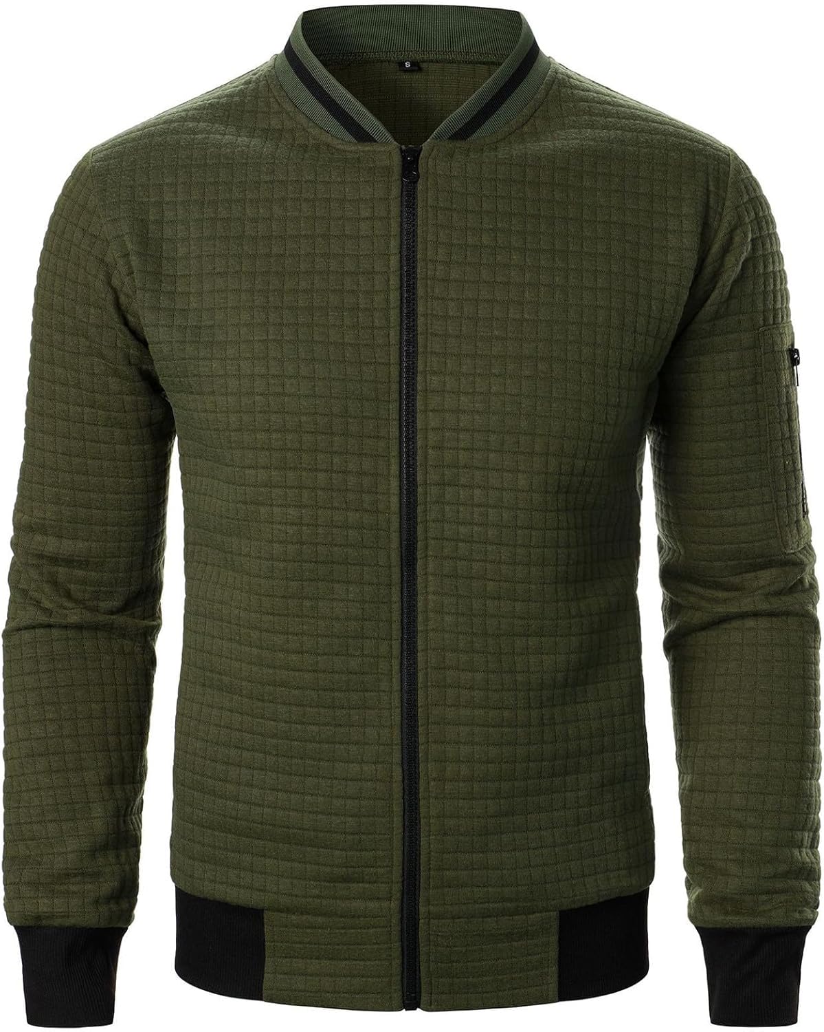 Men's Lightweight Jackets Casual Light Jackets for Men Waffle Bomber Jacket Varsity Coat with Zipper - Image 4