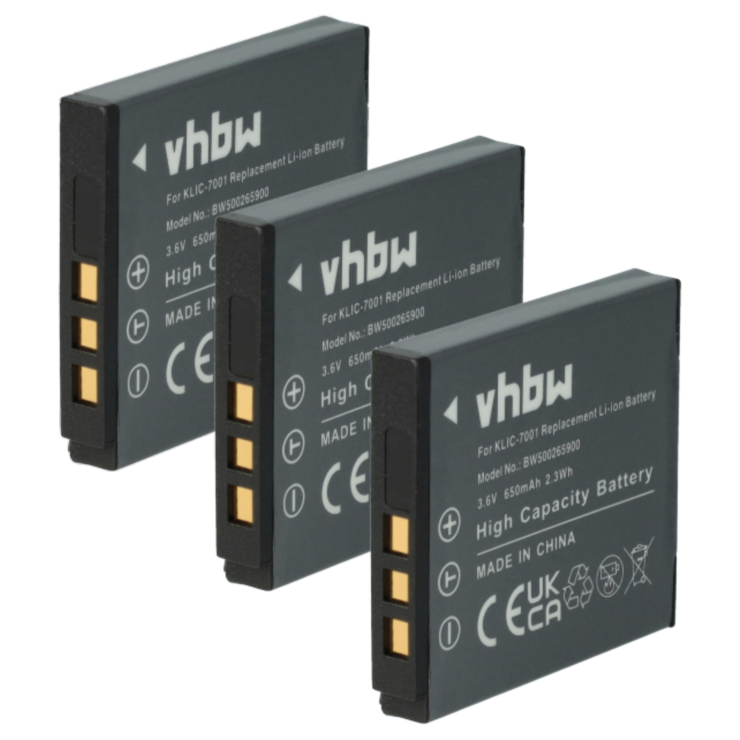 Vhbw 3X Akku Für Akai IX8630 Kamera – 500 MAh, 3,6 V Li-Ion, Kompatibel Mit CAS101, NP-40 & Mehr