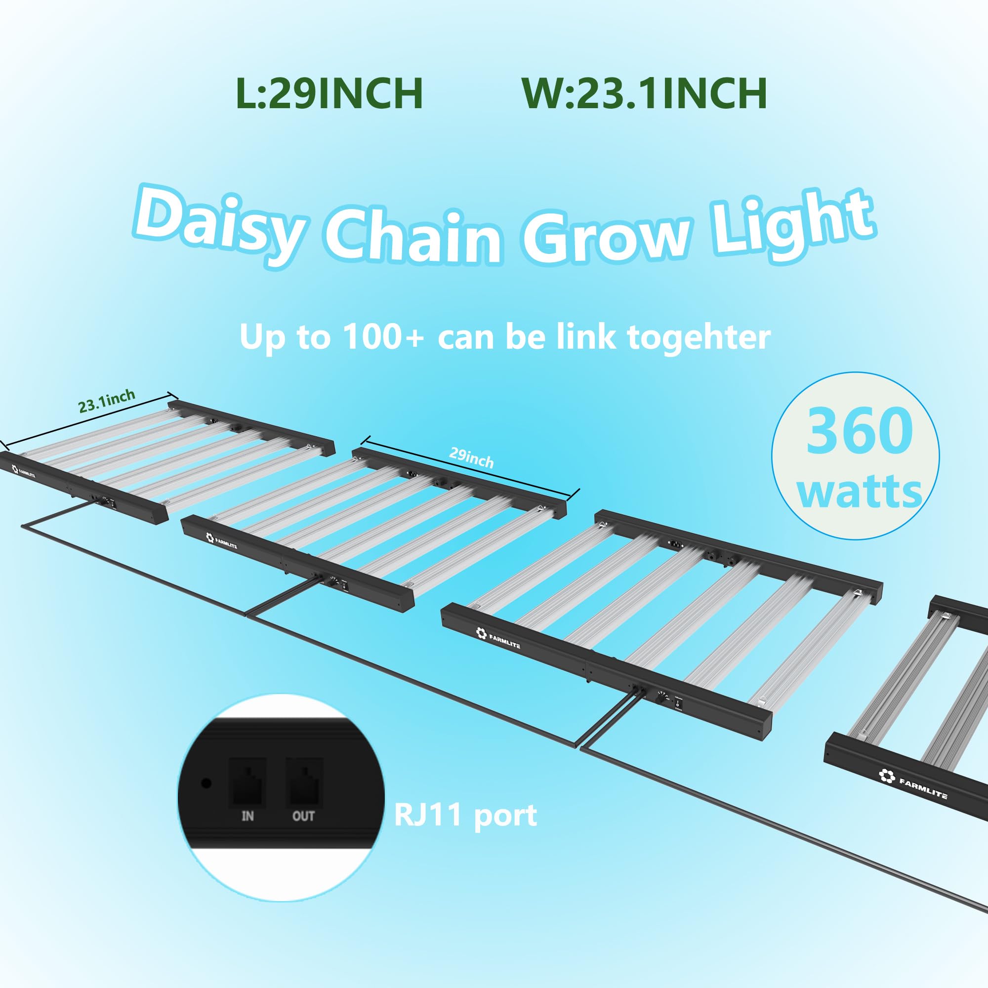 FARMLITE Grow Light Lámpara led para plantas Luz Plantas Interior luz de Cultivo Crecimiento Lámpara de Crecimiento de Plantas Dimmable (360watts)