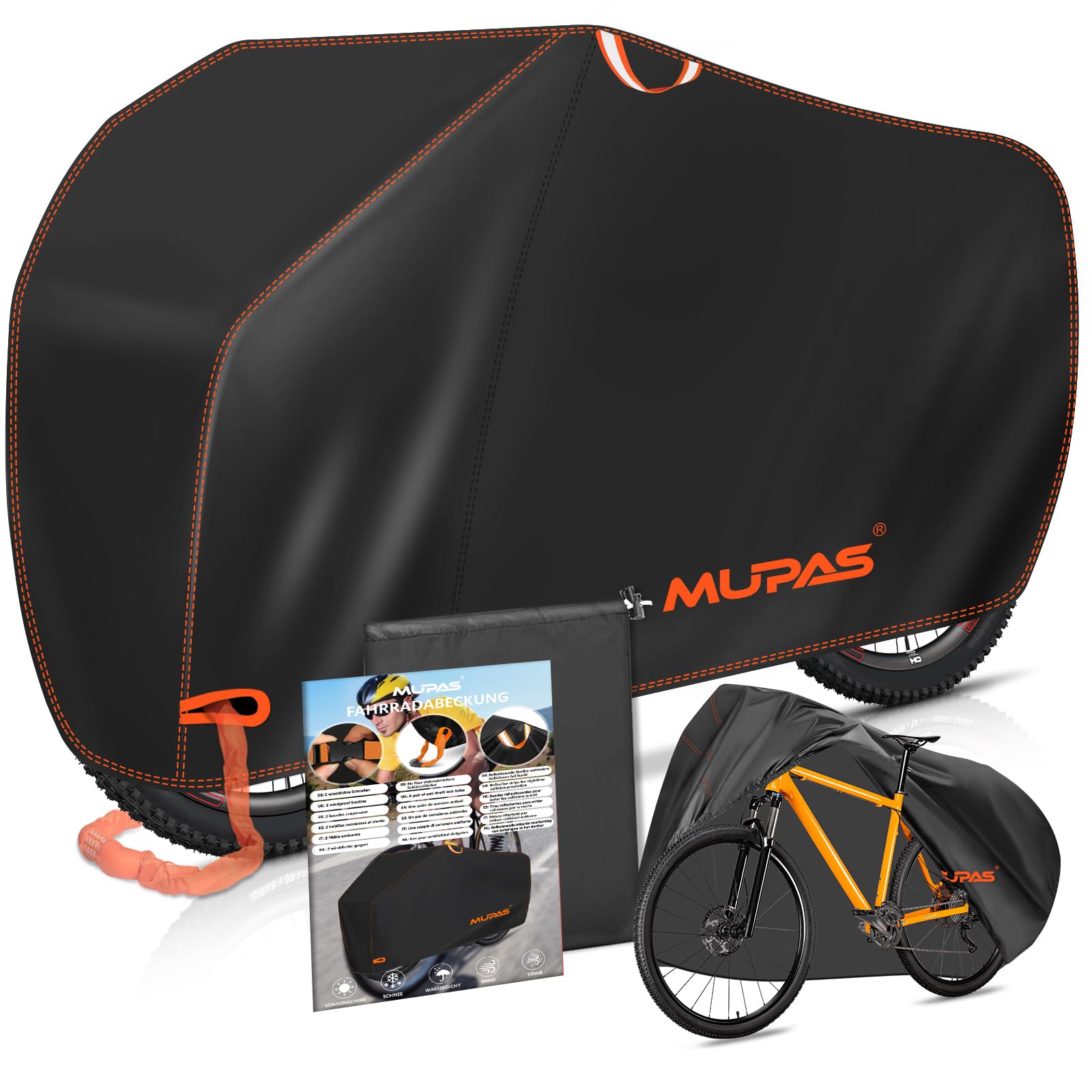 MUPAS Wasserabweisende Fahrradabdeckung, 210D Oxford-Gewebe, 200 x 110 x 70 cm, draußen zur FahrradProtection, wasserdic