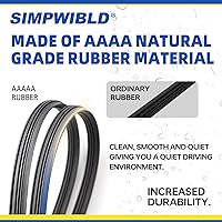 Vista 6 de Juego de 3 limpiaparabrisas de repuesto de fábrica para Volkswagen Atlas 2018-2022, juego de limpiaparabrisas de 26 + 22 + 12 pulgadas (juego de 3)