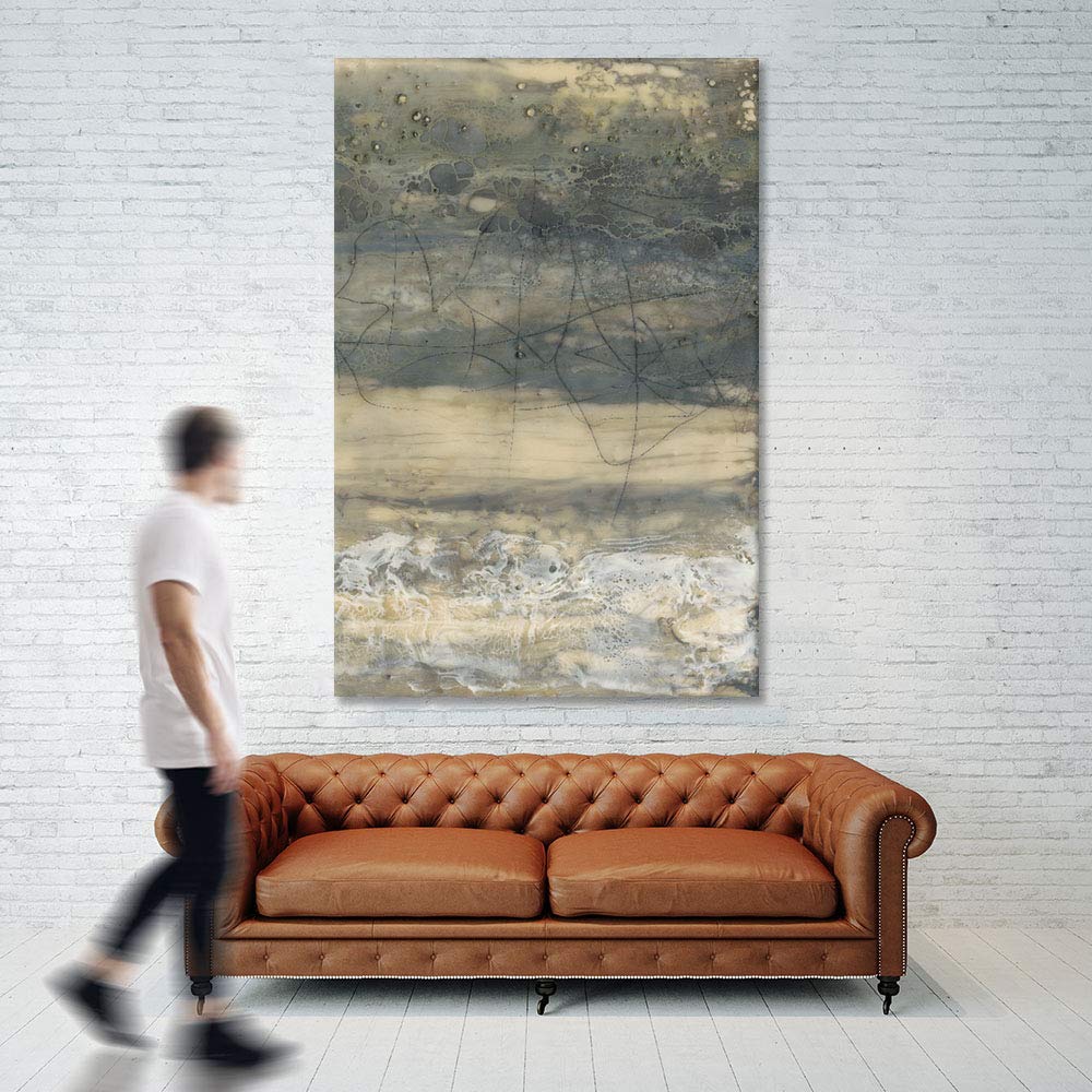Earthen Lines II One Piece Huge Modern giclee Canvas Print, 48 x 72, Brown