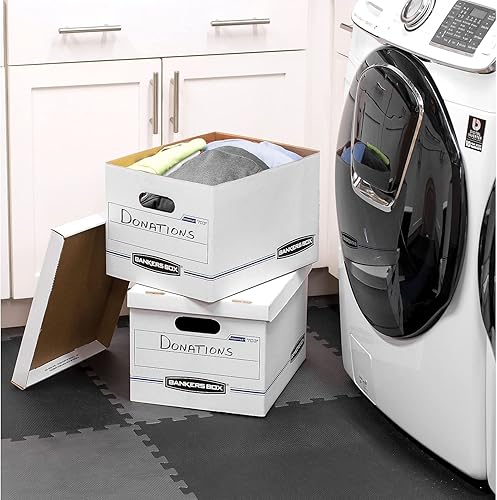 Miniatura 5 de Bankers Box STOR/FILE - Paquete de 12 cajas de almacenamiento de archivos de servicio básico, montaje estándar, tapa abatible, letra/legal,