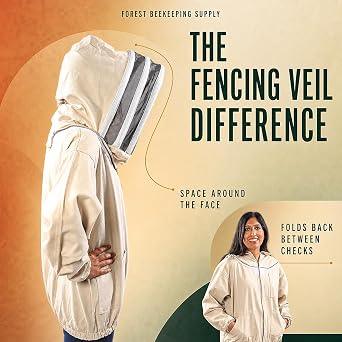 Natural Canvas Bee Jacket with Fencing Veil Hood & Gloves