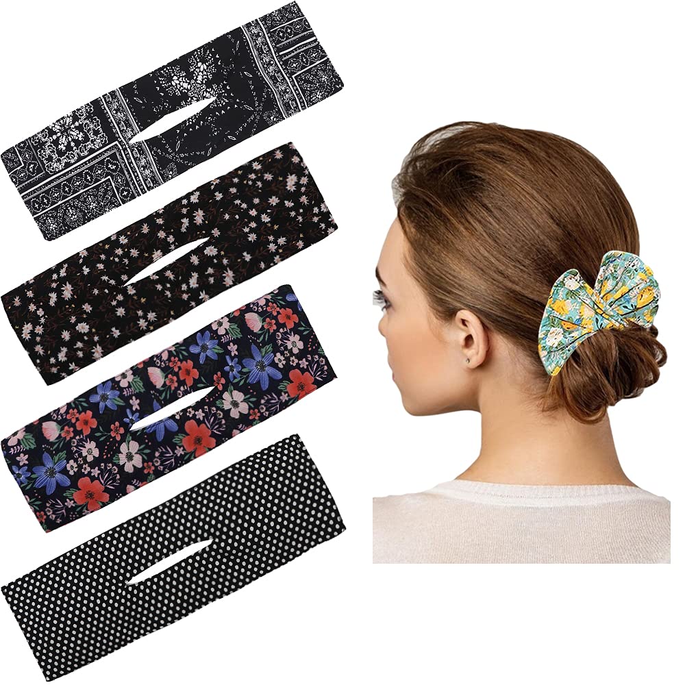 4Pcs Magic Donut Hair Bun Maker for Women, Blue, 3.5274 Ounce, Suitable for Thick and Thin Hair, 35x10cm/13.7*3.9 Inches, Lightweight and Portable, Perfect for Daily Use and Occasions