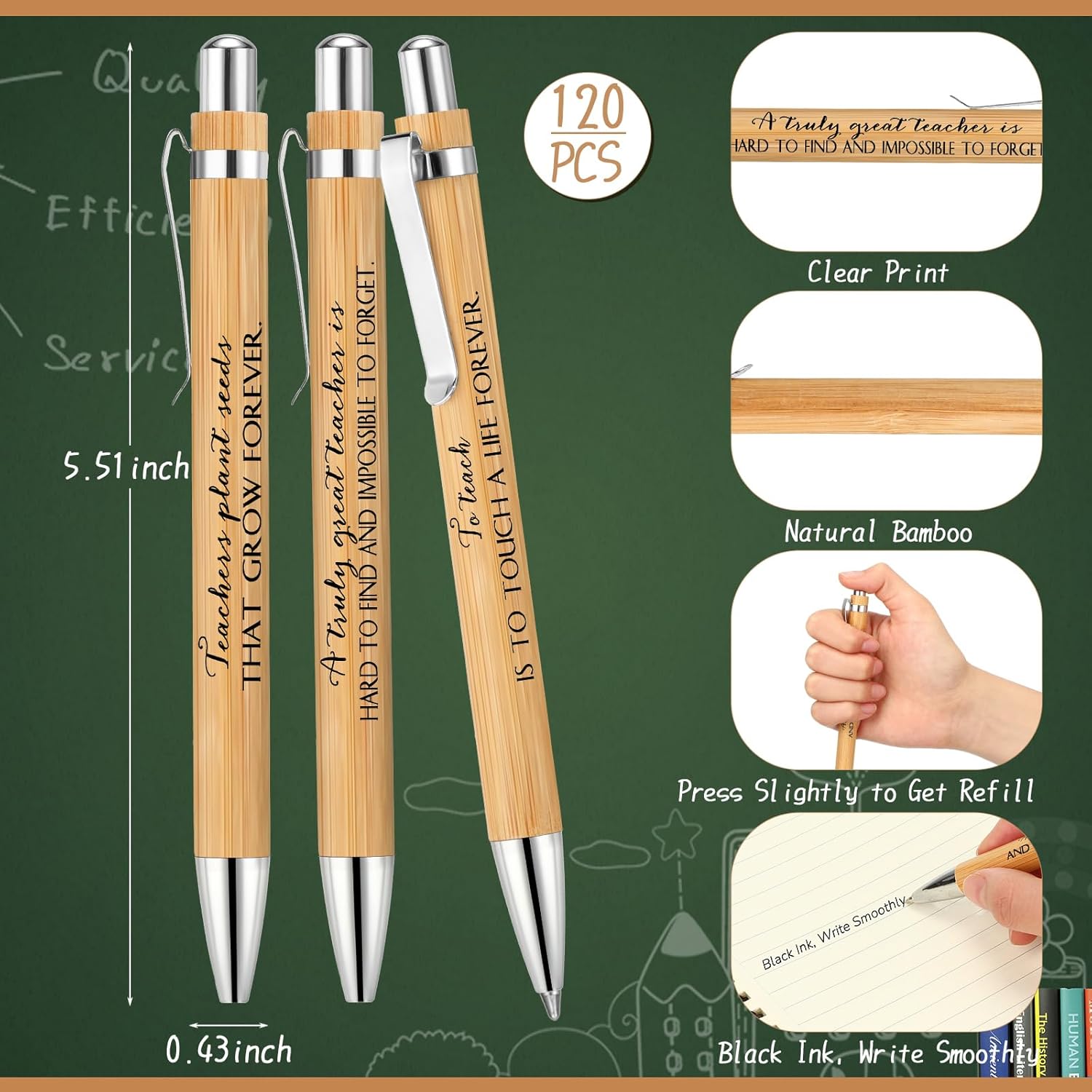 Kosiz 240 Pcs Teacher Appreciation Gifts Bulk Thank You Kraft Notebooks Set Motivational Mini Journal Notebook Inspirational Bamboo Ballpoint Pen Teacher Appreciation Day Gift for School Team Group