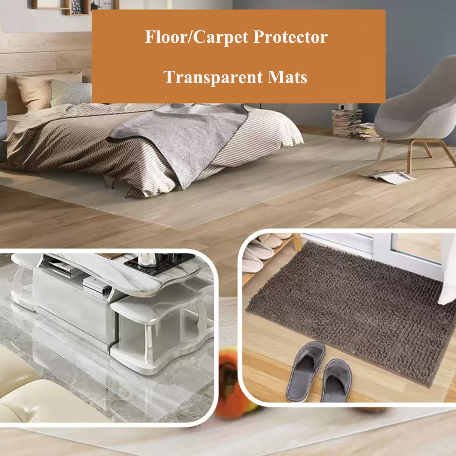 Tappeto Protettivo per Ufficio PVC Tappetino Protezione Pavimento Antiscivolo Resistente Trasparente Tappetino Protettivo per Pavimento Antigraffio per Casa Sedia (70 * 200cm/27.55 * 78.74in,1.5mm)