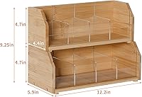 Vista 3 de Organizador de bolsas de té de bambú apilable de 2 capas y estante - Contenedores de madera para cajas de té - Soporte para encimera o gabinete