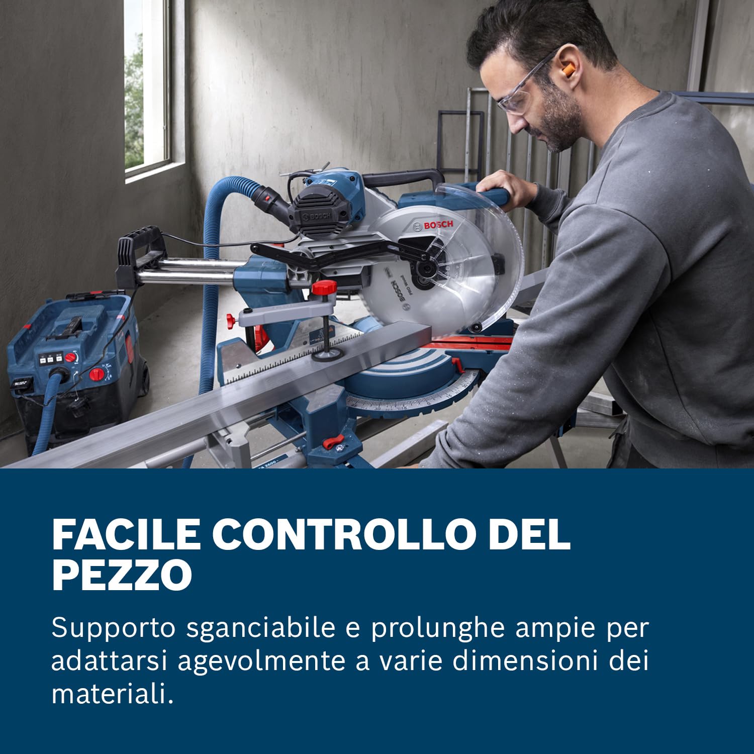 Bosch Professional Troncatrice radiale a filo GCM 340-305 D (incl. righello, morsetto, sacchetto raccoglipolvere, blocco di supporto, lama, chiave)