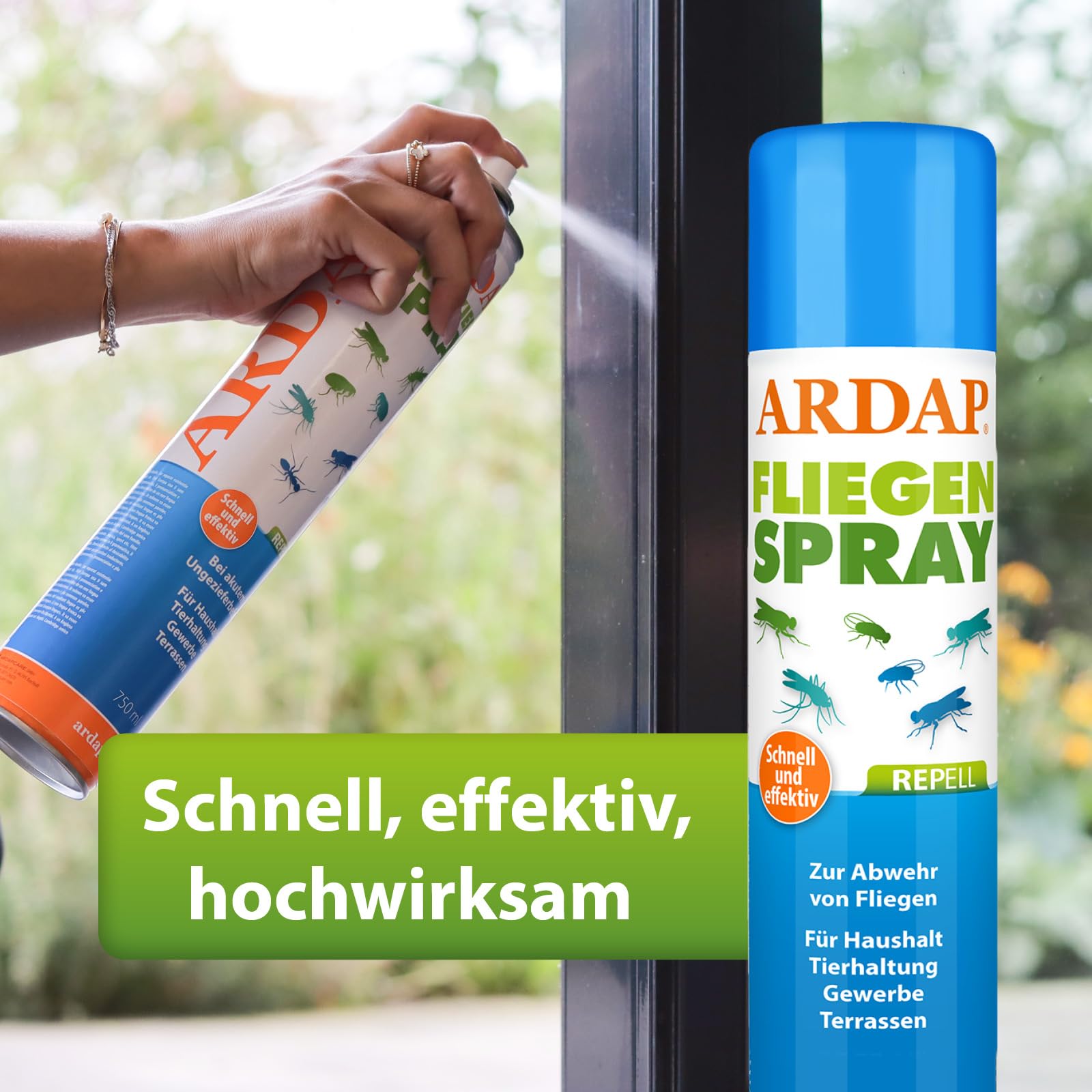 ARDAP Repell Fliegenspray 2 x 400ml - Bestes Mittel gegen Fliegen - Fliegenspray Wohnung- Insektenspray & Ungezieferspray - Schädlingsfrei - Wirkt schnell & effektiv (PT19)
