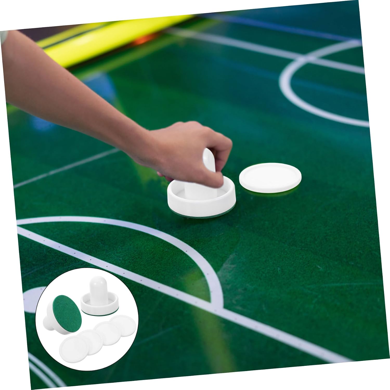 Milisten Ice Hockey Replacement Pucks and Slider Pusher Durable Table Hockey Accessories with White Pucks and Felt Pads for Competitive Play
