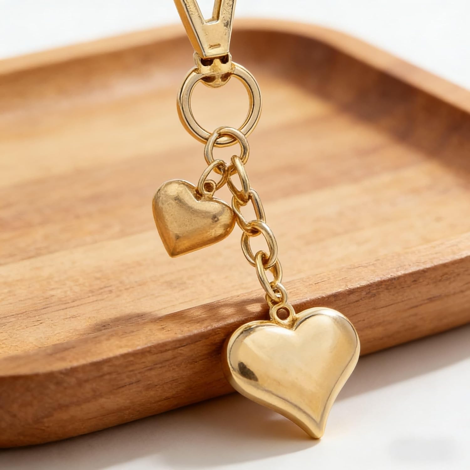 Women's Heart Keychain for Bags Gold & Silver Tone Fashion Key Chain Charm Pendant Purse Accessories - Image 3