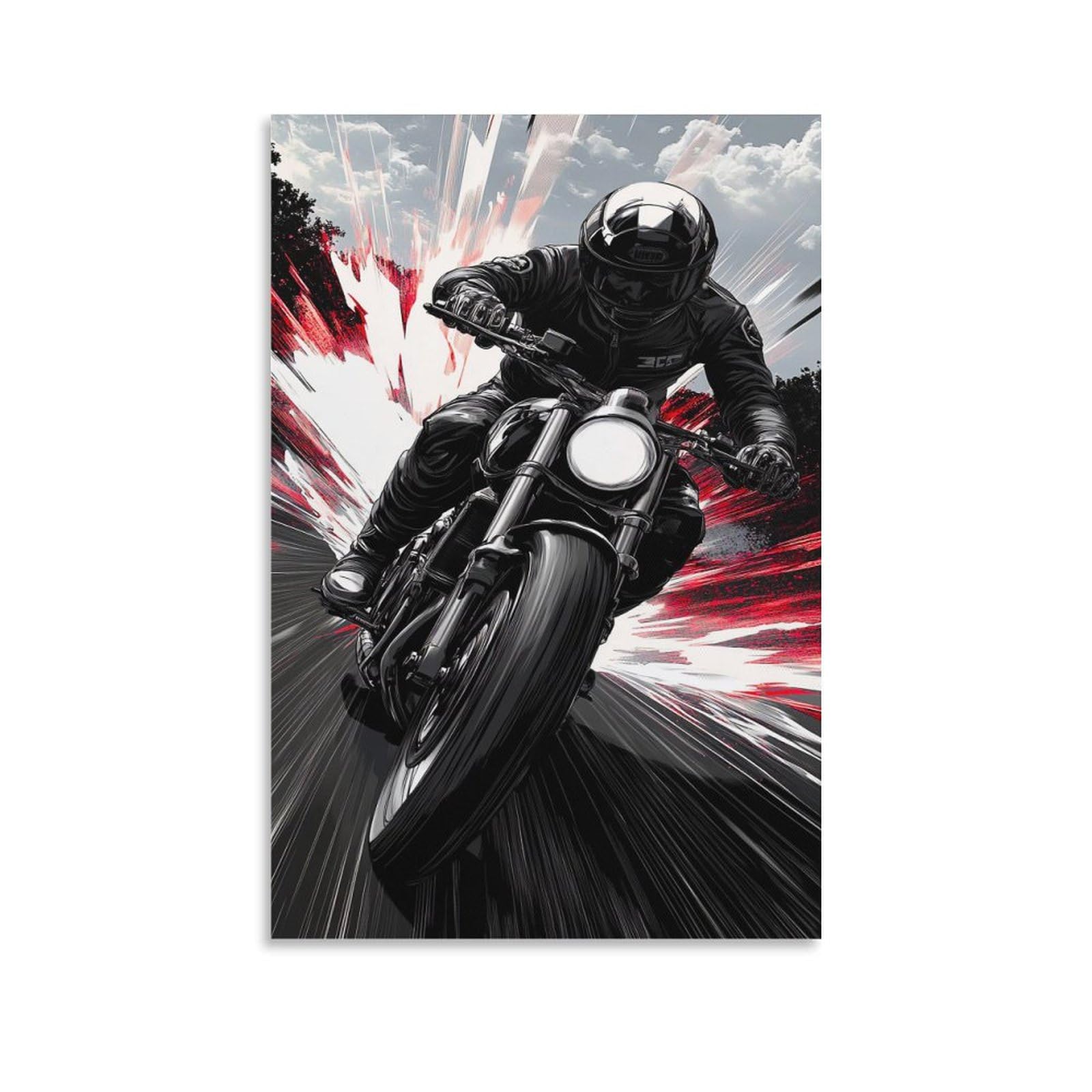 Riavbaodg Unframe-Style-5 Motorcycle Poster Artwork Motorbike Giclee Canvas Prints Modern Canvas Wall Art Picture Wall Hanging For Living Room Home Decorations 20X30inch(50X75cm)