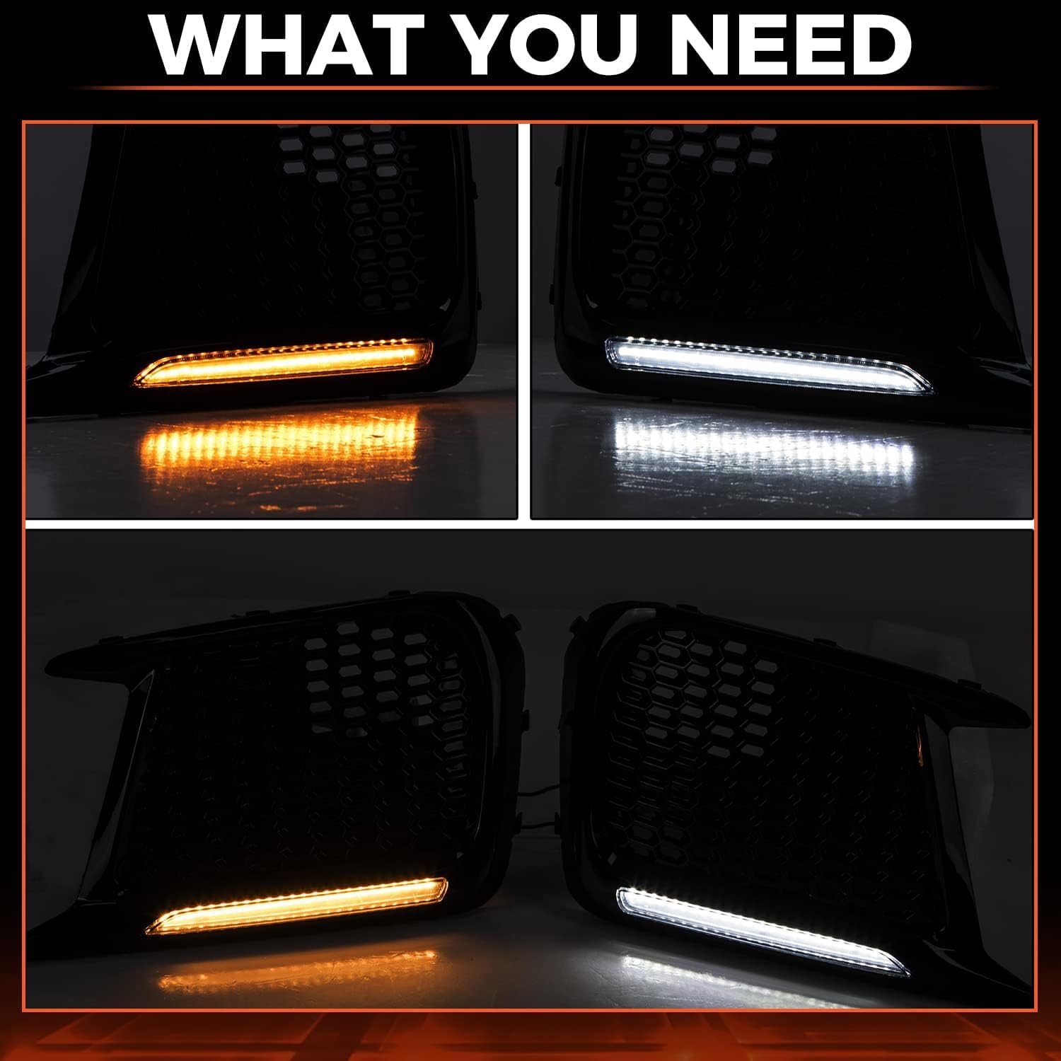 ECOTRIC LED Fog Lights Compatible with 2018-2021 Subaru WRX STI White DRL Daytime Running Light & Amber Turn Signal Fog Lights Lamp Cover Bezels Replacement for 57731VA410 57731VA400 - Image 3