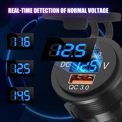 Miniatura 4 de Toma de corriente USB C de 48 W y 12 V, PD 30 W y QC 18 W, puertos de automóvil, impermeable, encendedor de cigarrillos, cargador de automóvil, toma