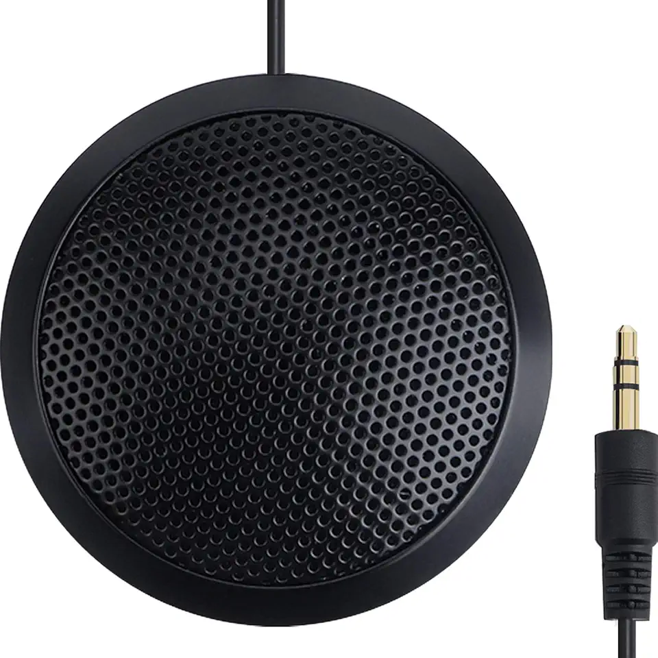 NIGNYA Microfone de conferência de 3,5 mm, microfone portátil para computador, omnidirecional 360° Plug & Play, microfone condensador para reuniões, conversas e videoconferências, gravação de som