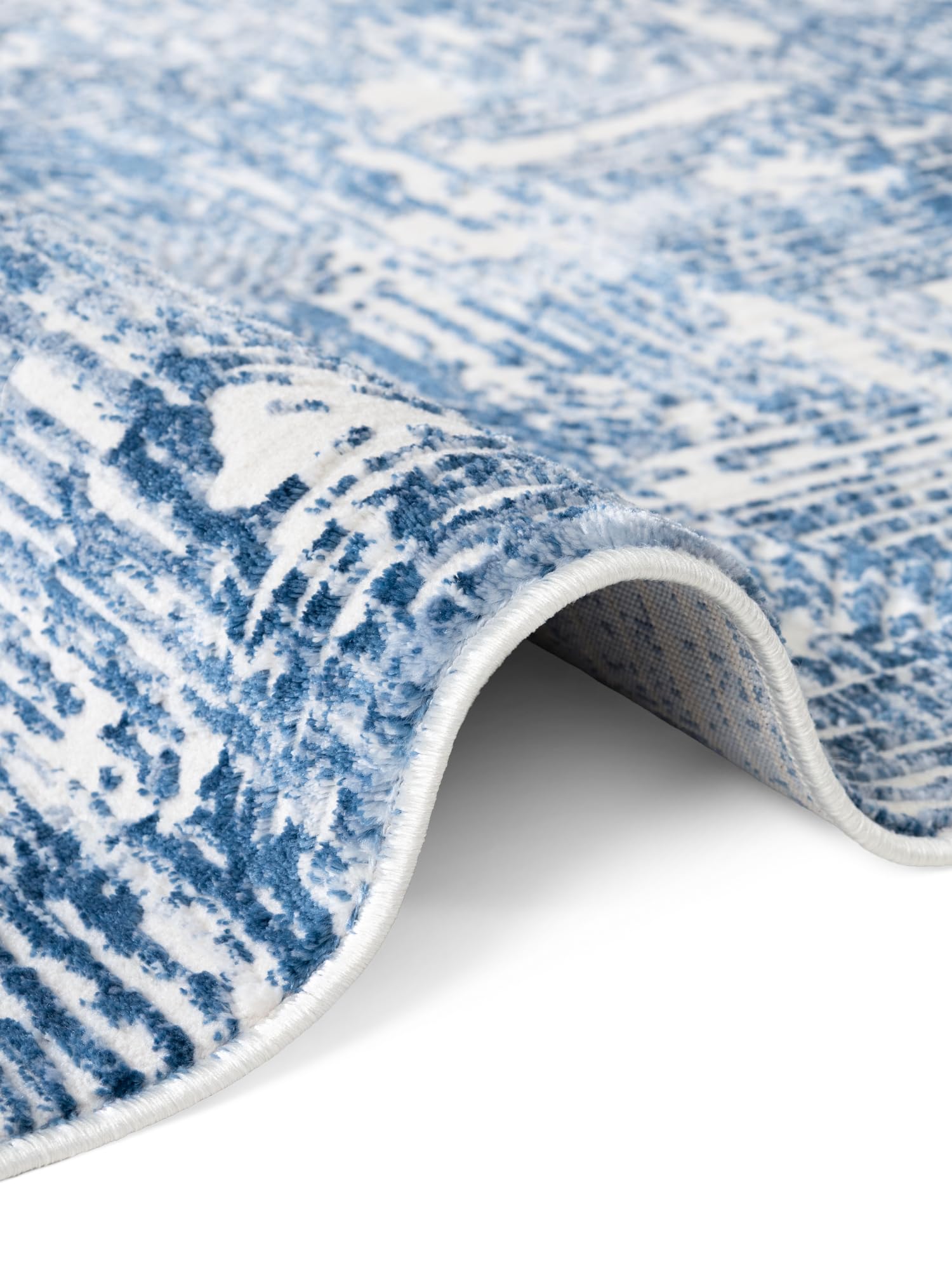 Mazovia Grand Tapis Salon 250x350cm Bleu Géométrique Hampton Motif 3D | Tapis pour Chambre Bureau Salle à Manger Anti-Allergène Chauffage au Sol Facile D'entretien Adapté aux Animaux Poils Courts