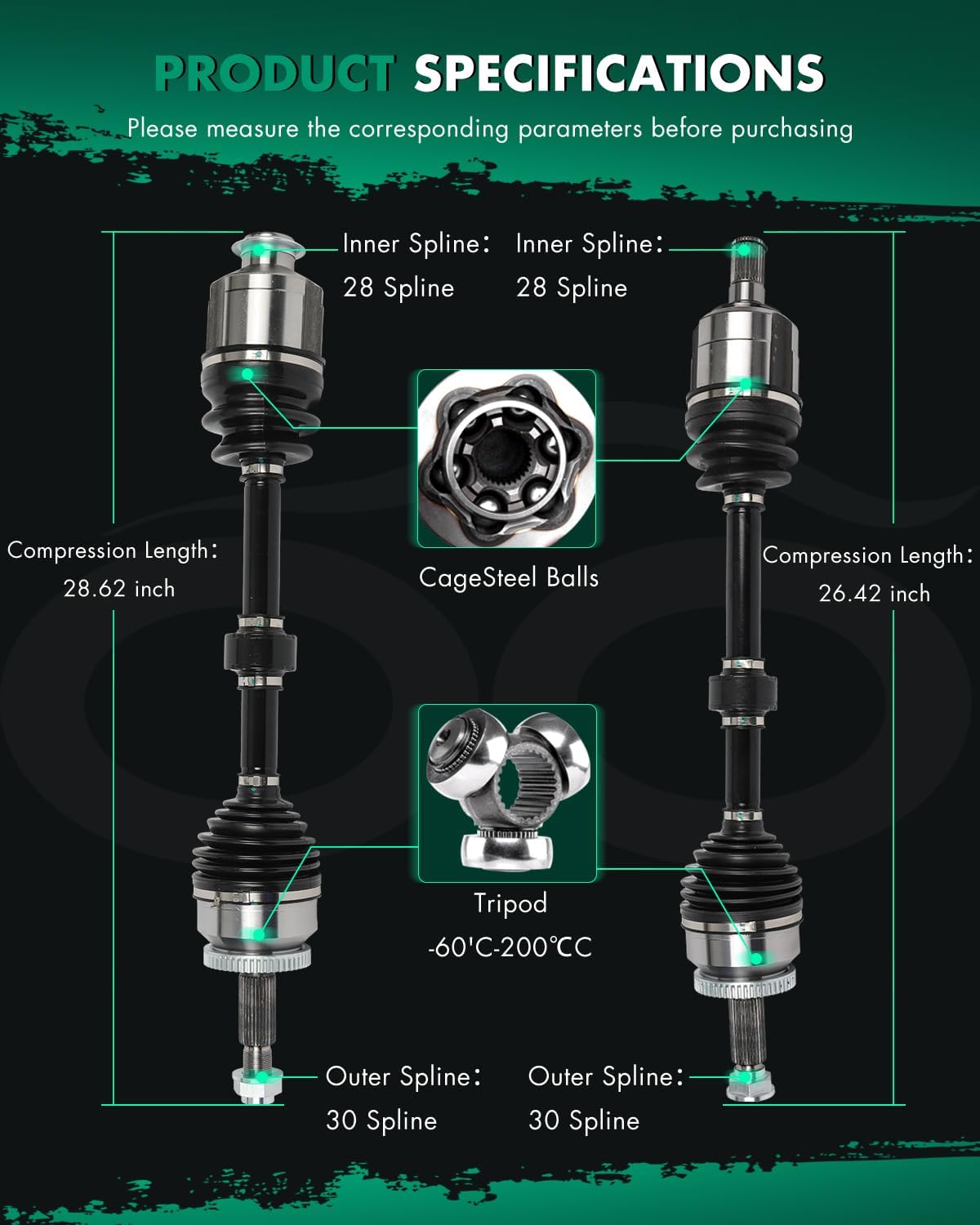 CV Axle Shaft Assembly Front Left Right Fit For Kia Sedona 3.3L 2015-2021