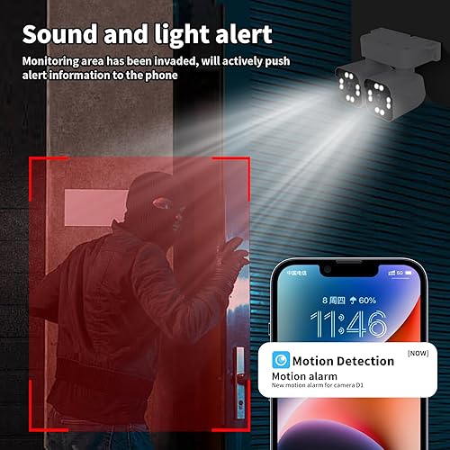 Miniatura 5 de Cámaras al aire libre WiFi de doble lente para seguridad en el hogar, cámaras de casa de 2.5K5MP con audio y video, cámaras de seguridad PTZ