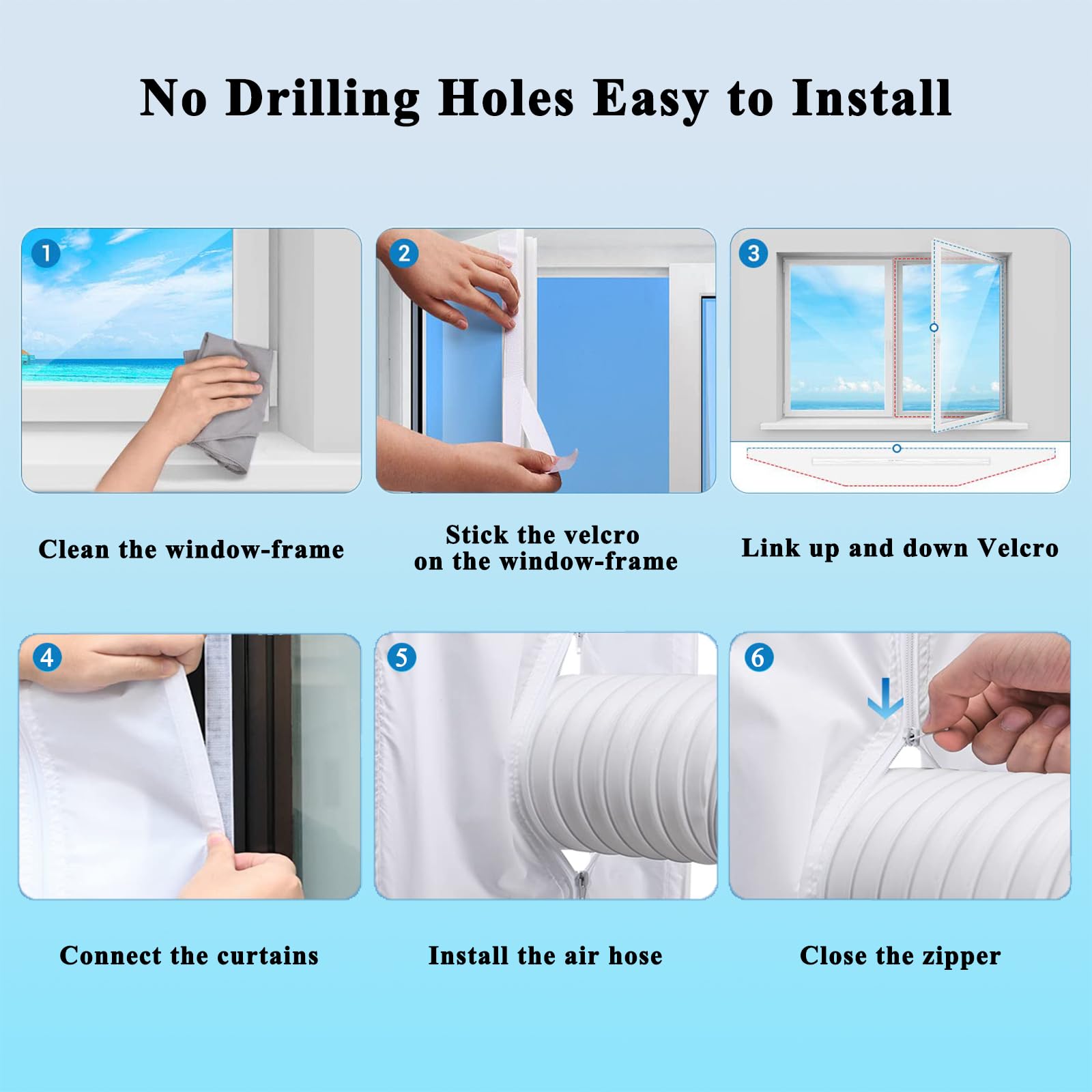 Sello de ventana de aire acondicionado móvil de 400 cm para ventanas abatibles, kit de ventilación de ventana, fácil instalación, apto para aire acondicionado portátil, secadora (blanco)