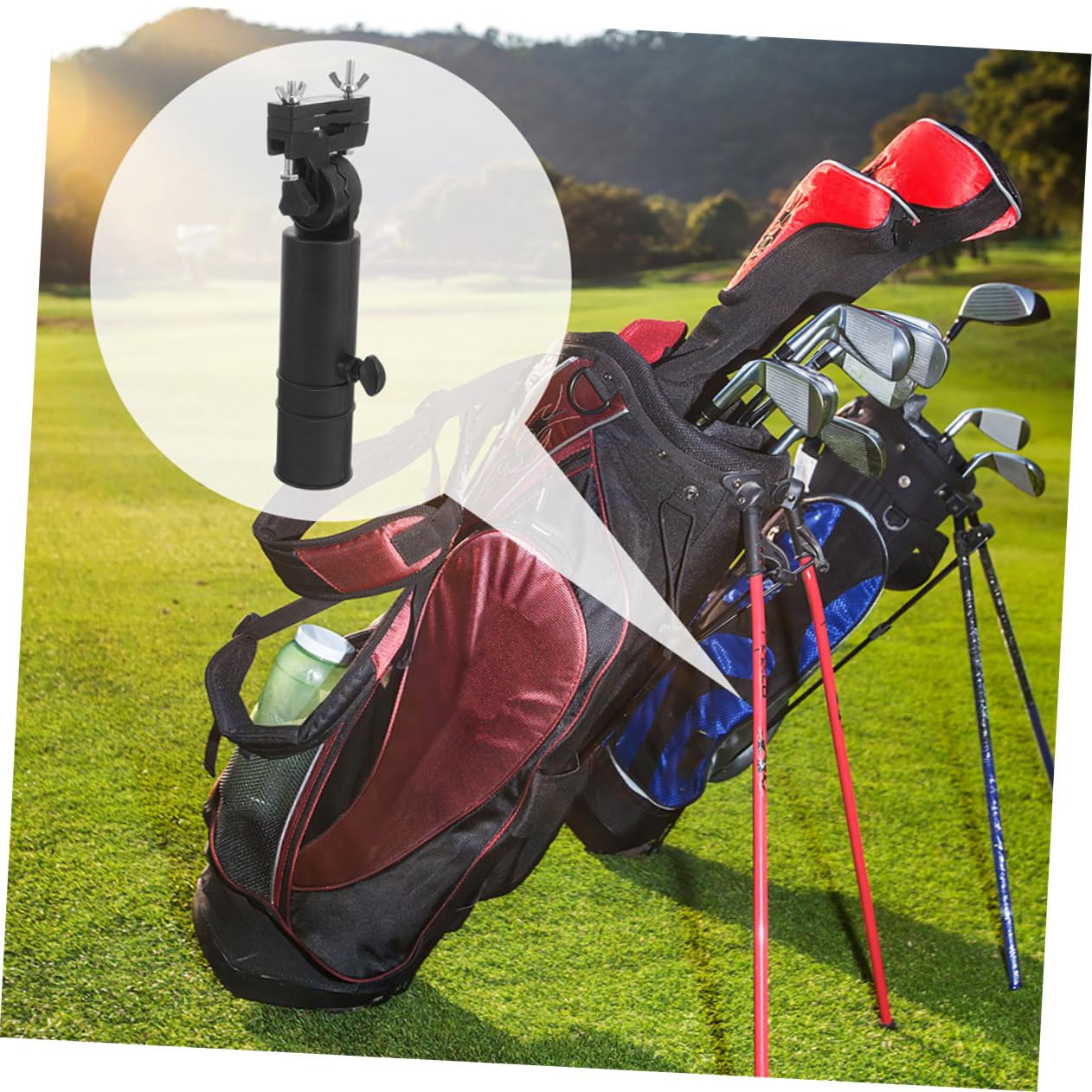 Gatuida 2 Piezas Soporte Paraguas Golf Ajustable Clip Resistente Compatible Carrito Golf y Bolsa Soporte Estable para Paraguas