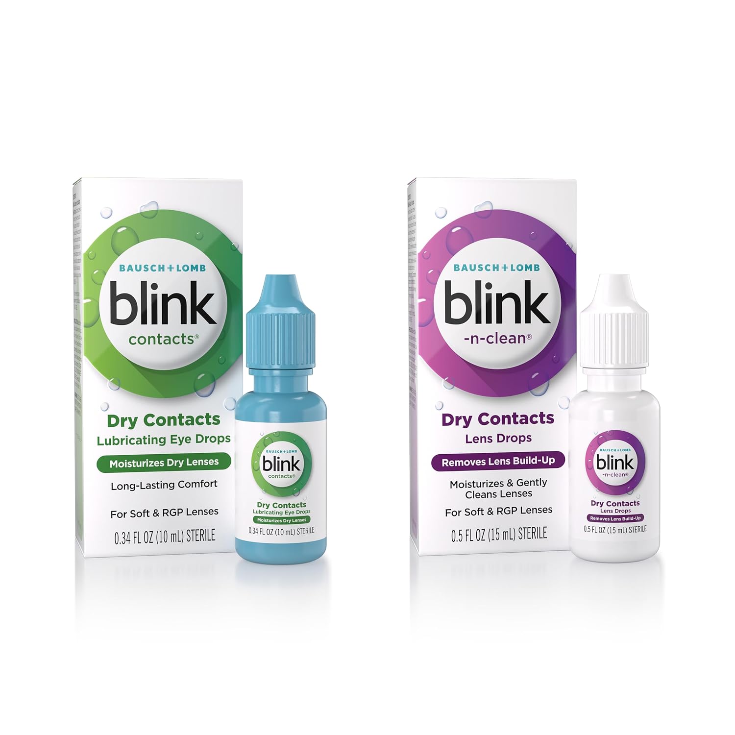 BLINK Contacts Lubricating Eye Drops Moisturizing Soothing for Soft RGP Contact Lenses 0 34 Fl Oz N-Clean Contact